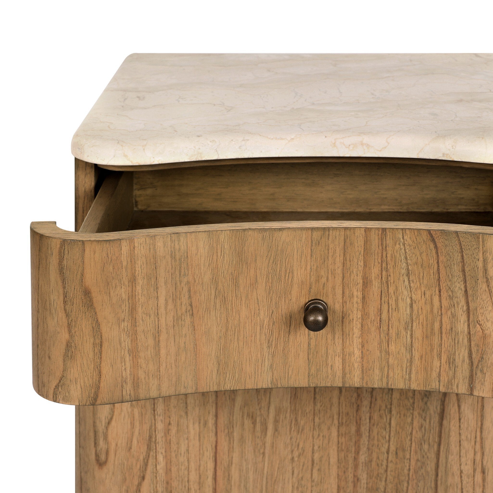 Four Hands Boa Cream Marble Small Nightstand — Mindi Veneer