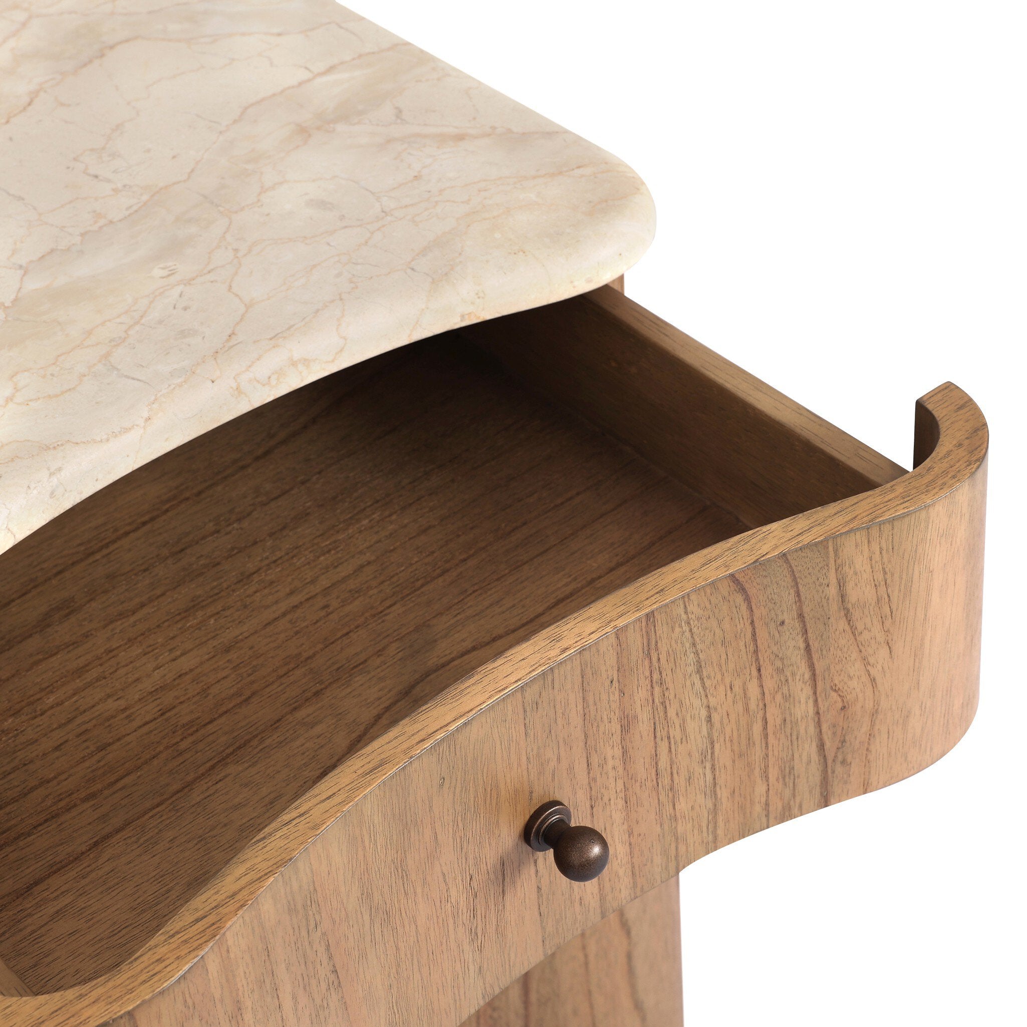 Four Hands Boa Cream Marble Small Nightstand — material close-up