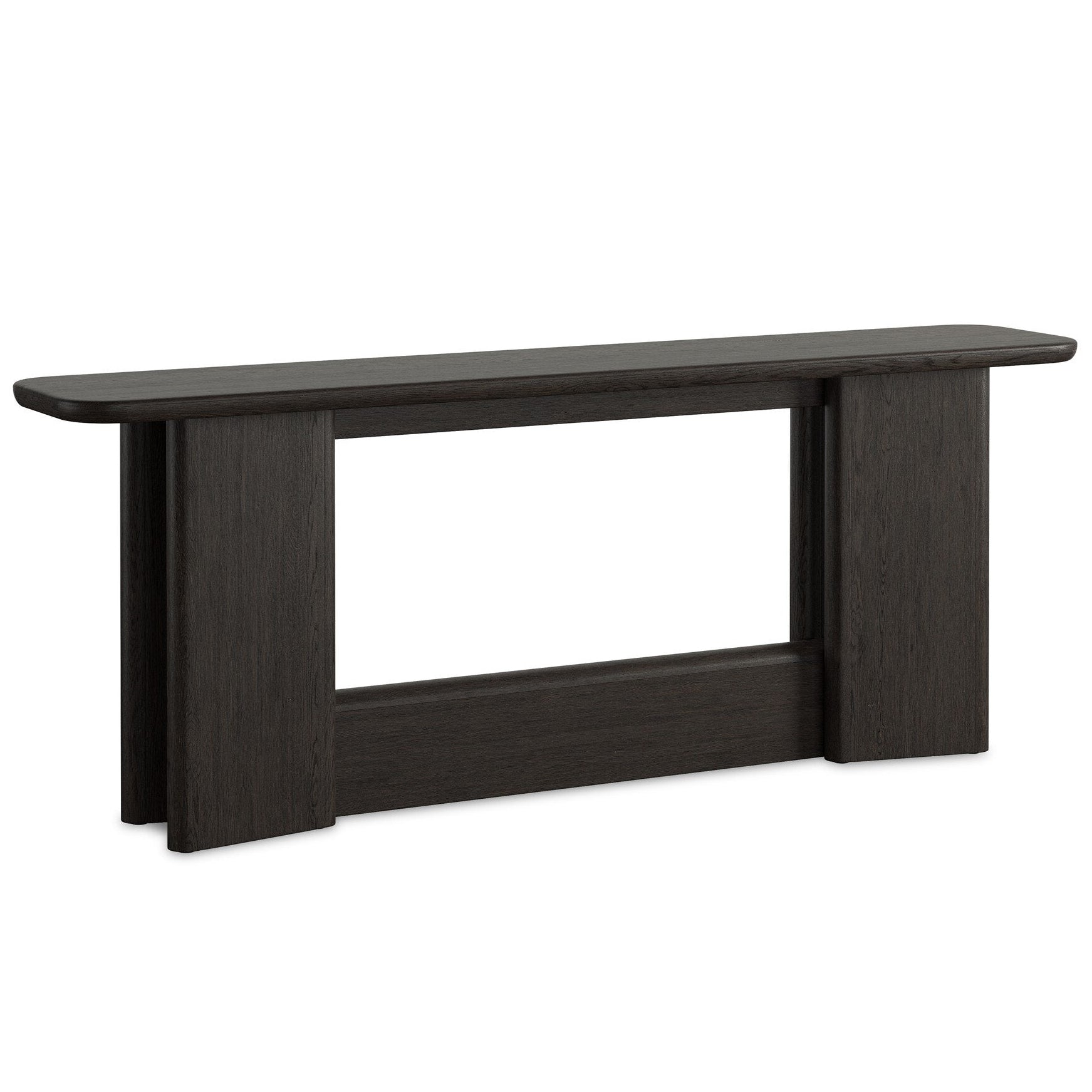 Four Hands Nadine Smoked Black Oak Console Table - styled view