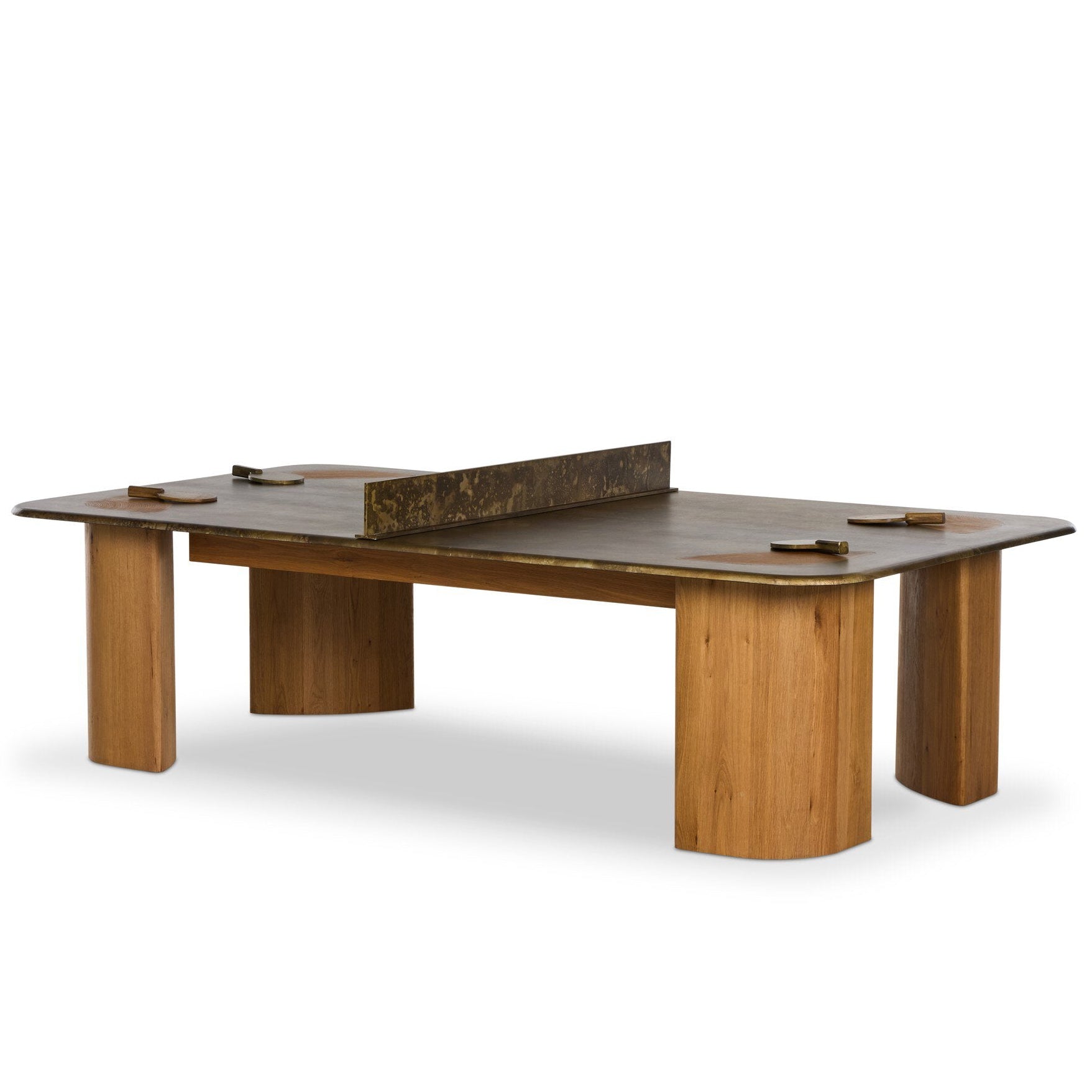 Four Hands Vella Smoked Oak Ping Pong Table - styled view
