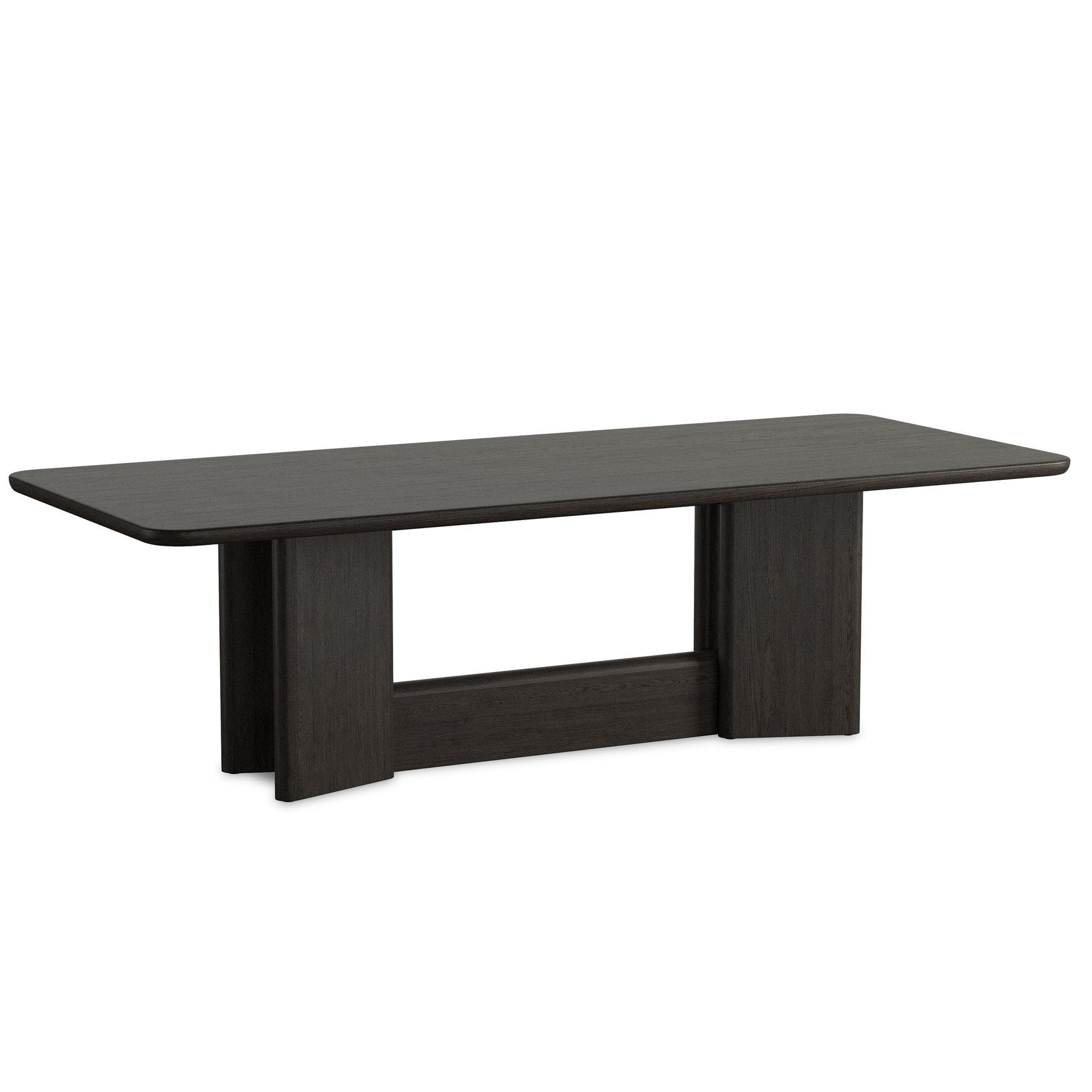 Four Hands Nadine Smoked Black Oak Dining Table - styled view