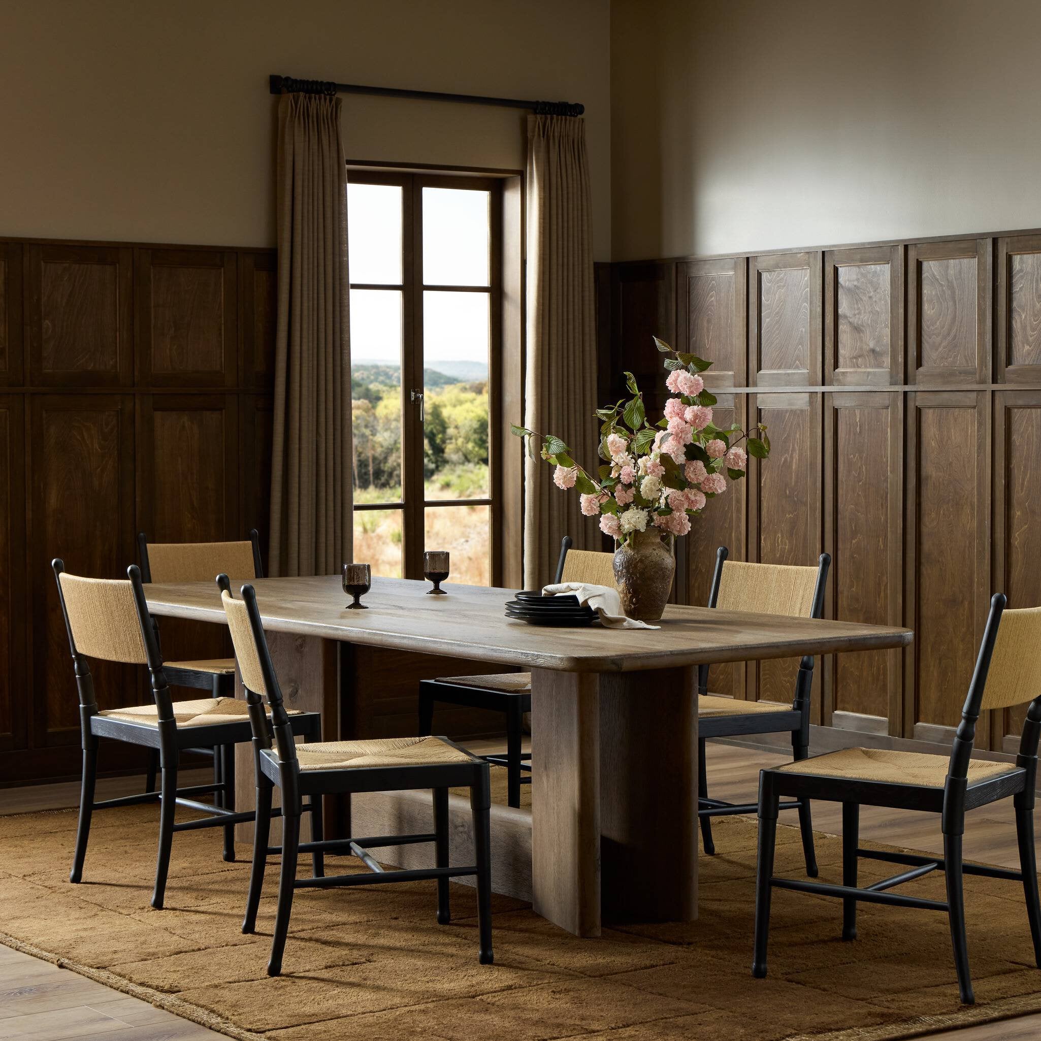 Four Hands Nadine Toasted Oak Dining Table - styled room setting