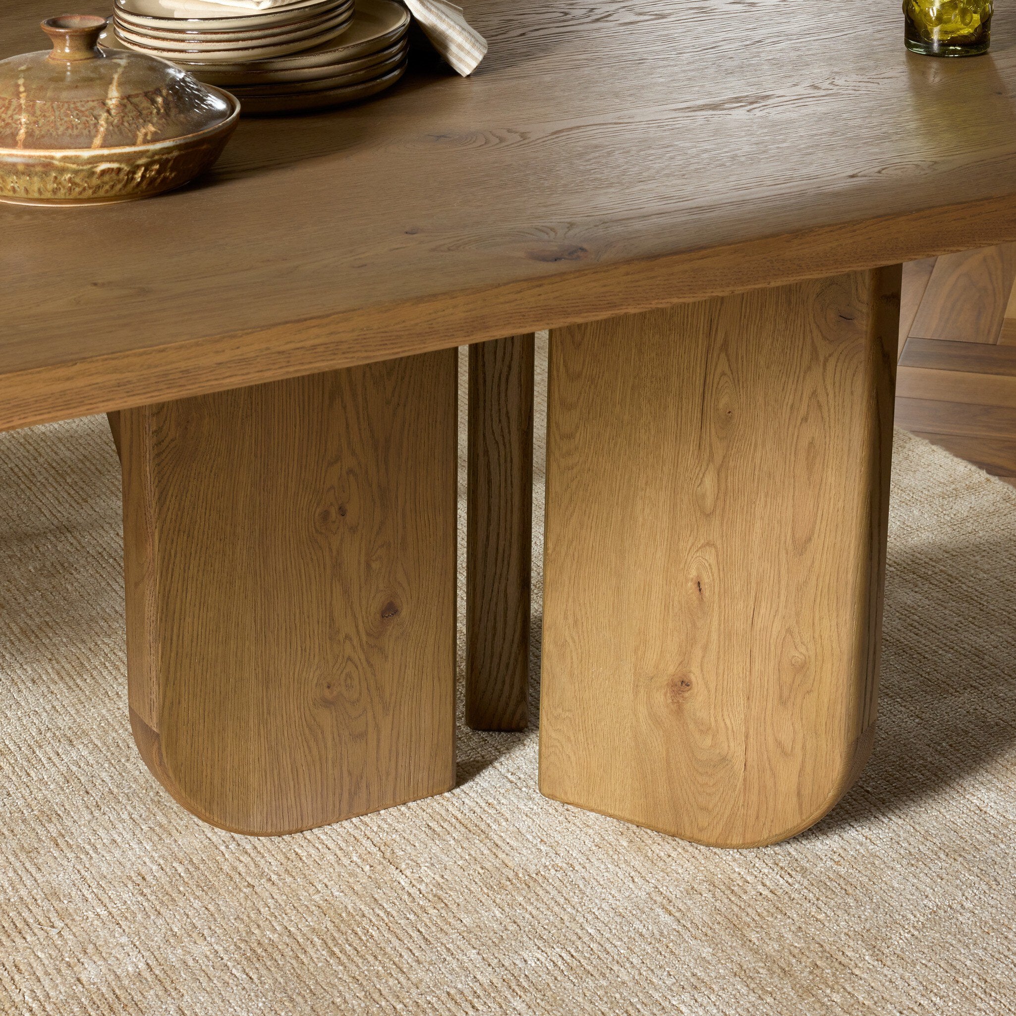 Four Hands Baloro Warm Oak Thick Dining Table - detail 9