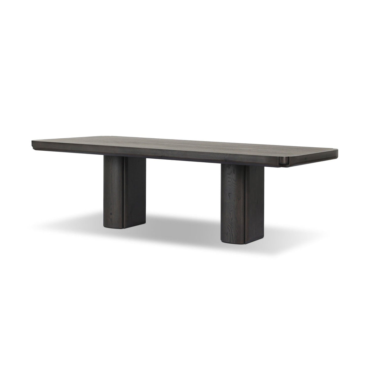 Four Hands Floyd Smoked Black Oak Dining Table - styled view