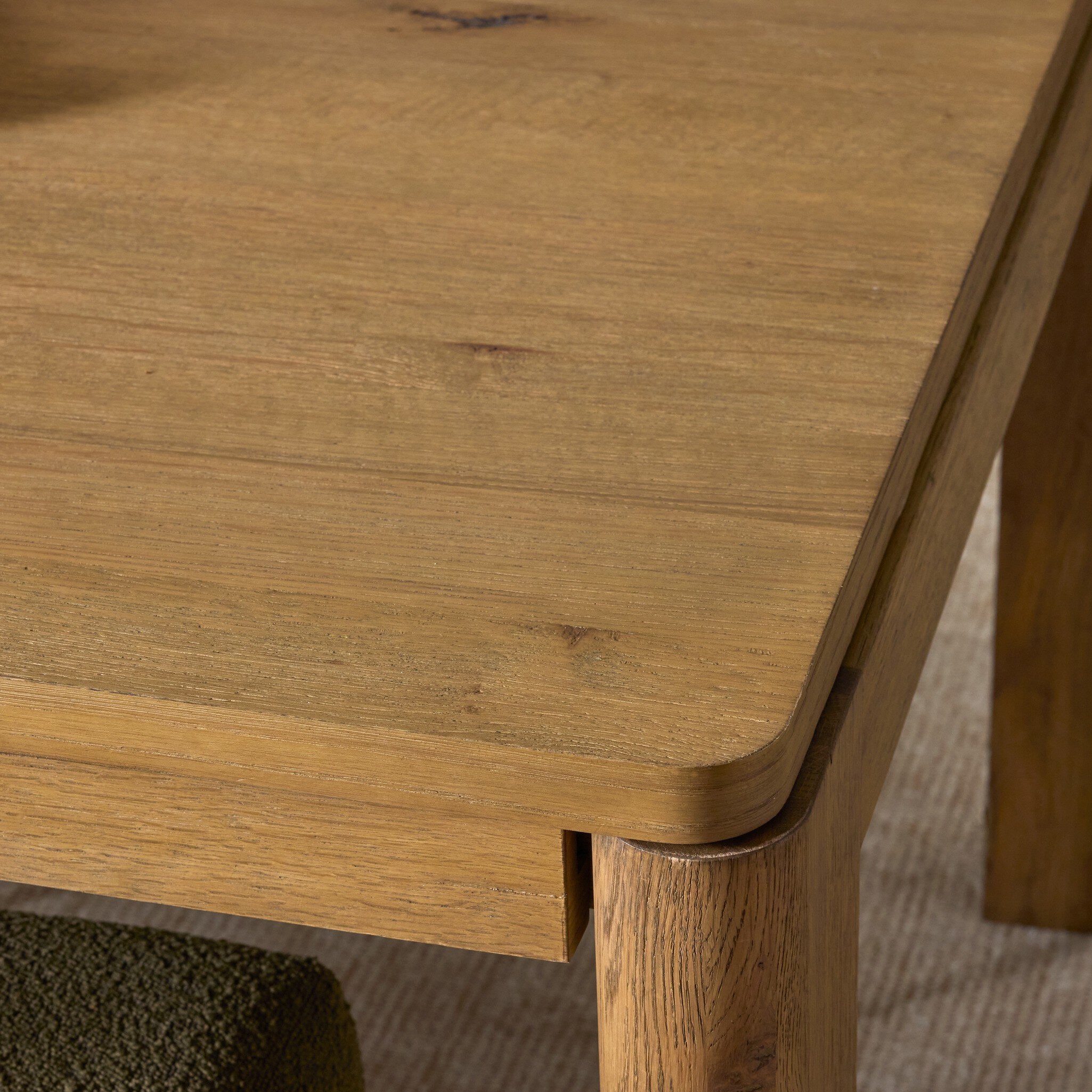 Four Hands Noeline Worn Oak Extension Dining Table craftsmanship close-up
