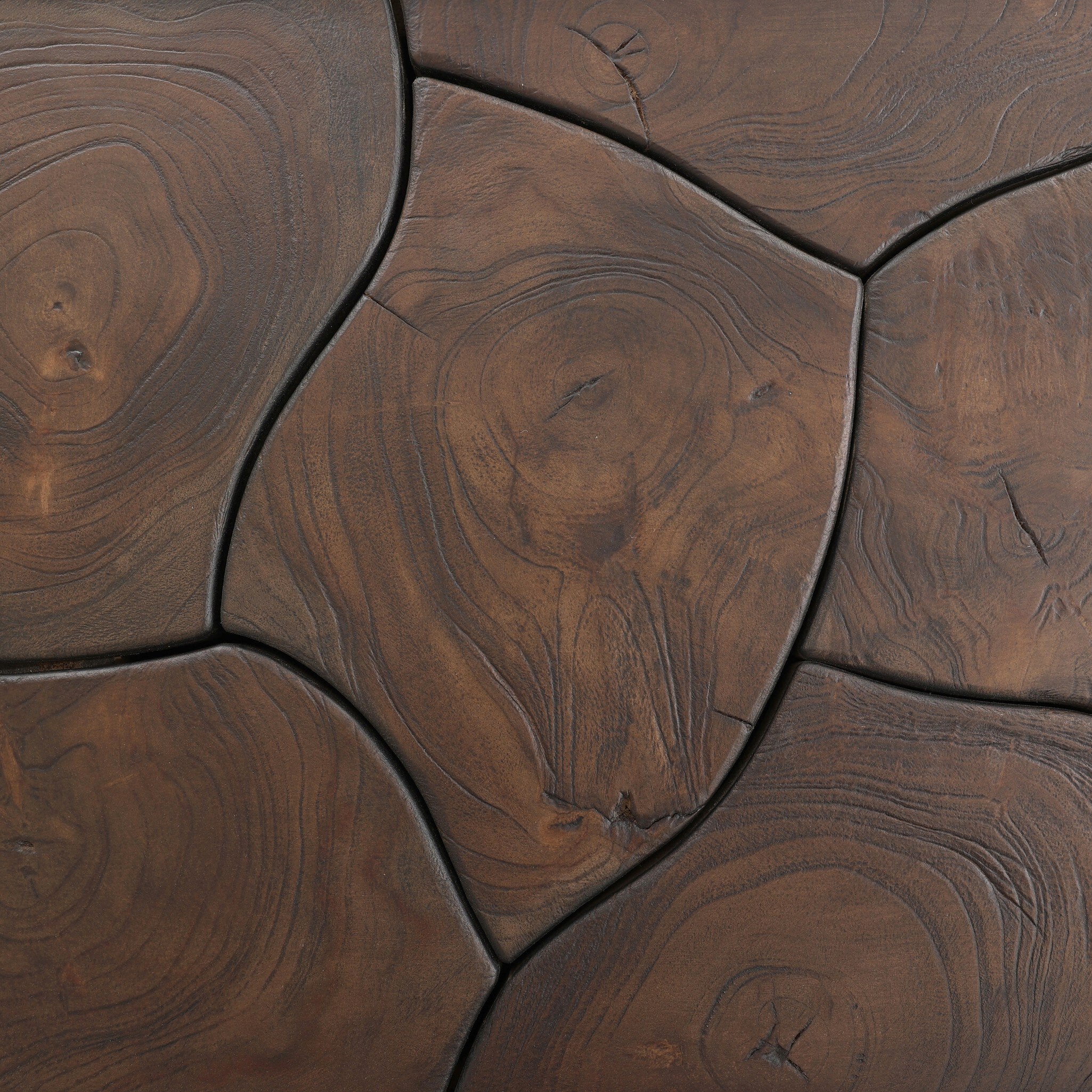 Four Hands Ridge Saddle Brown-Teak Root Outdoor Console Table detail view