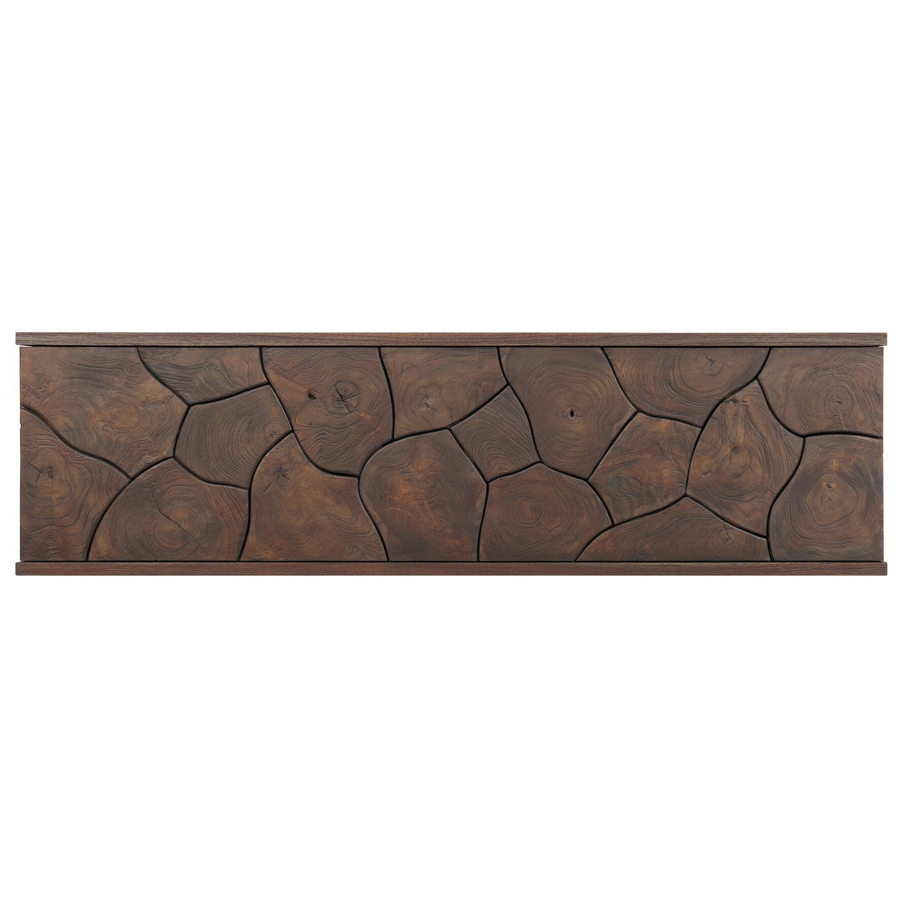 Four Hands Ridge Saddle Brown-Teak Root Outdoor Console Table top-down view