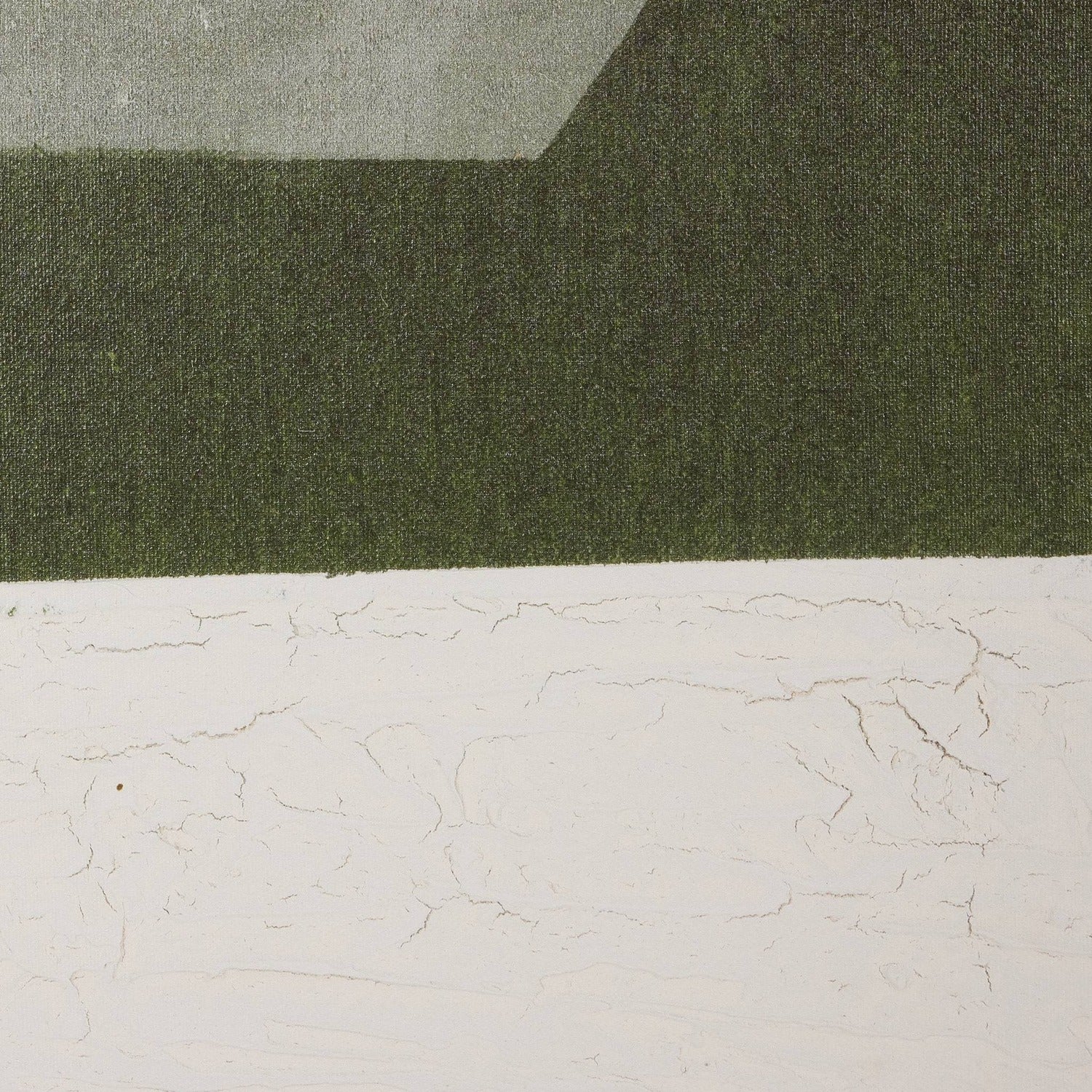 Raoul Morren x Four Hands Suspended Triptych on matte canvas in walnut floater, close-up detail of collage texture, view 3