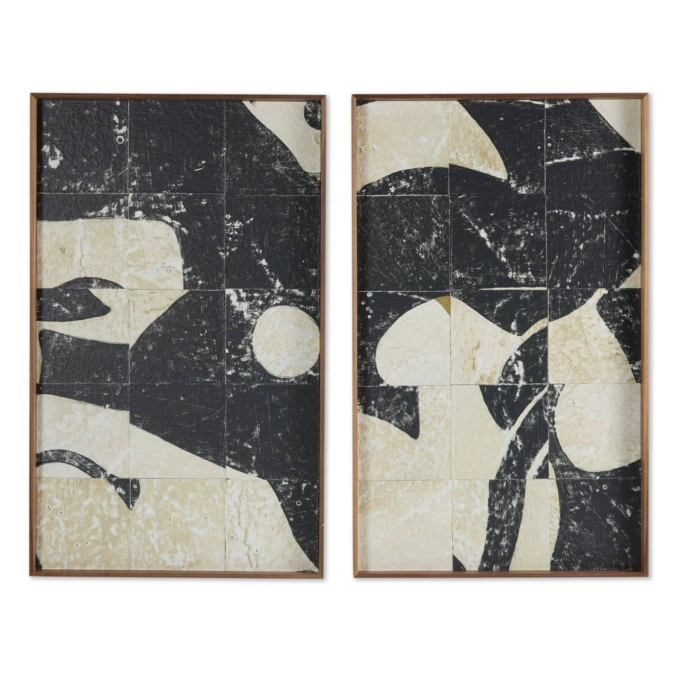 Four Hands x Douglas Galloway Fragment Diptych Rustic Walnut Framed Art