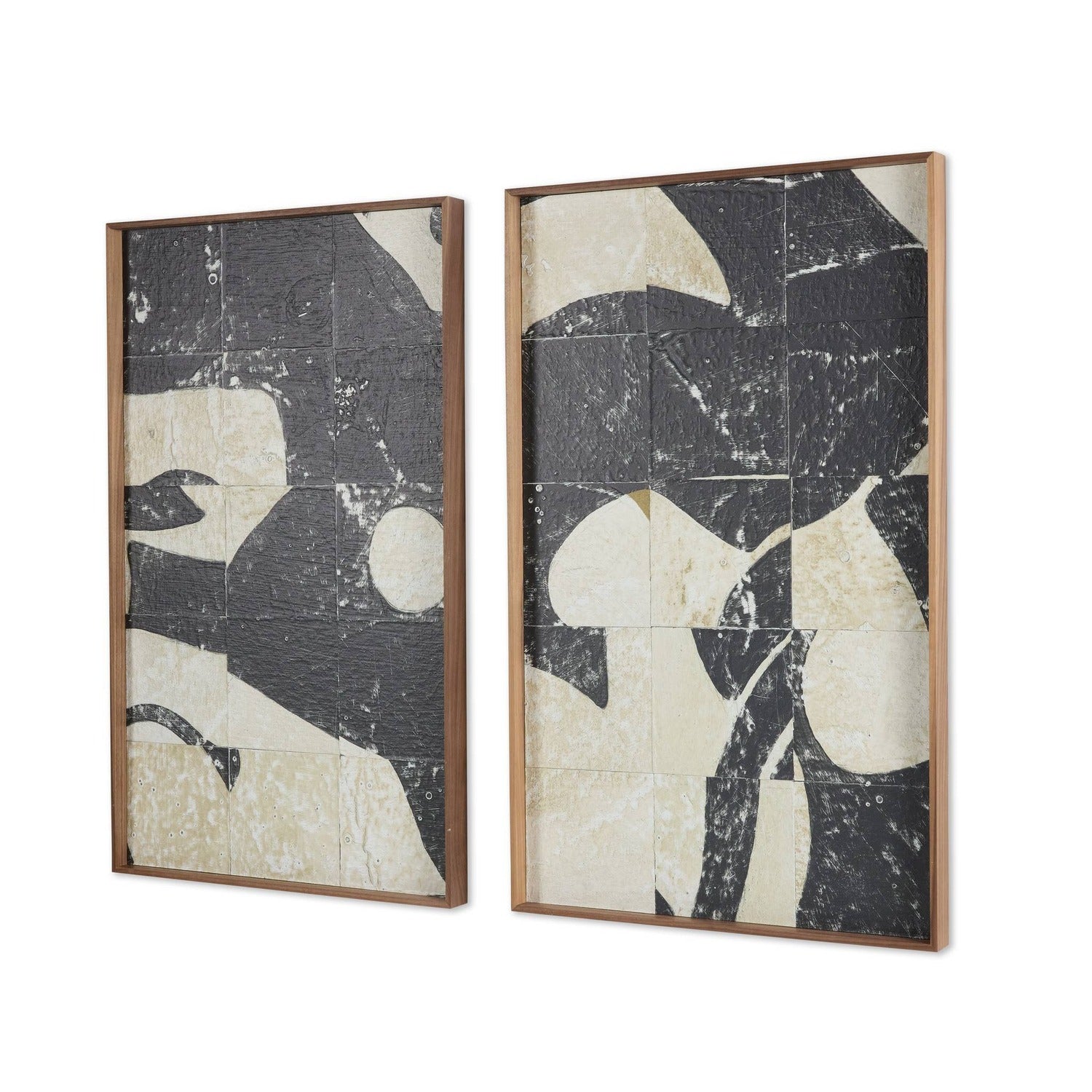 Four Hands x Douglas Galloway Fragment Diptych Rustic Walnut Framed Art