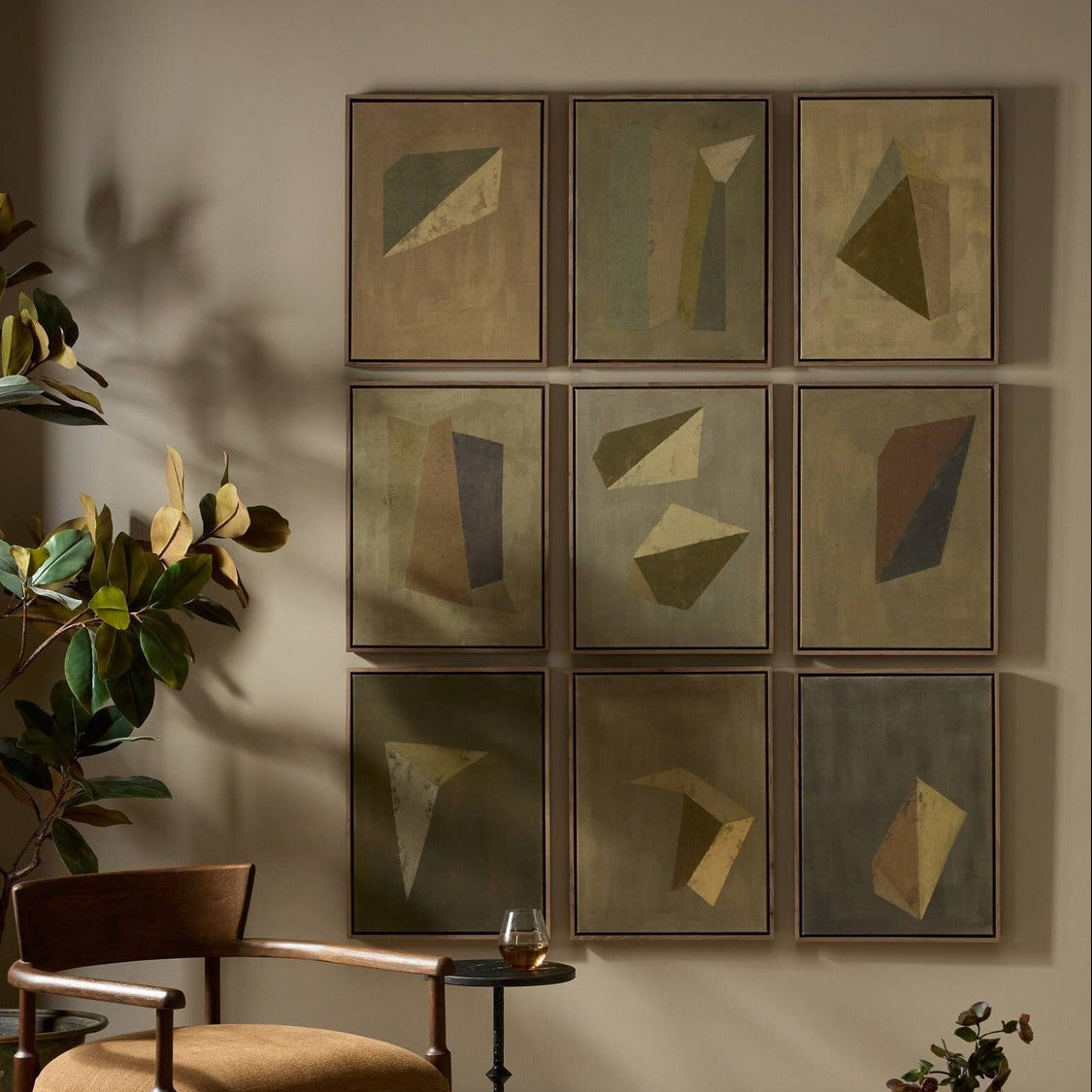 Four Hands x Reese Truesdell Constellation Rustic Walnut Framed Art Set