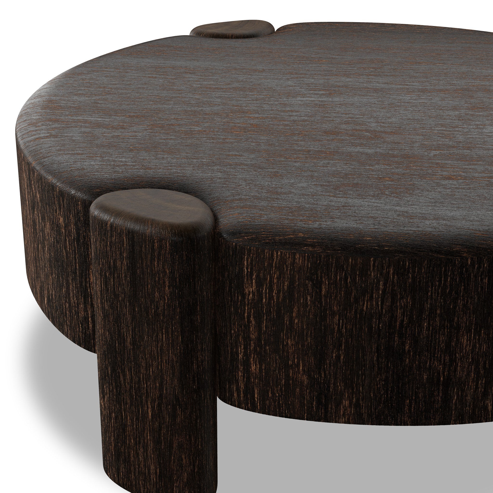 Four Hands Toman Ebony Rustic Oak Coffee Table close-up detail