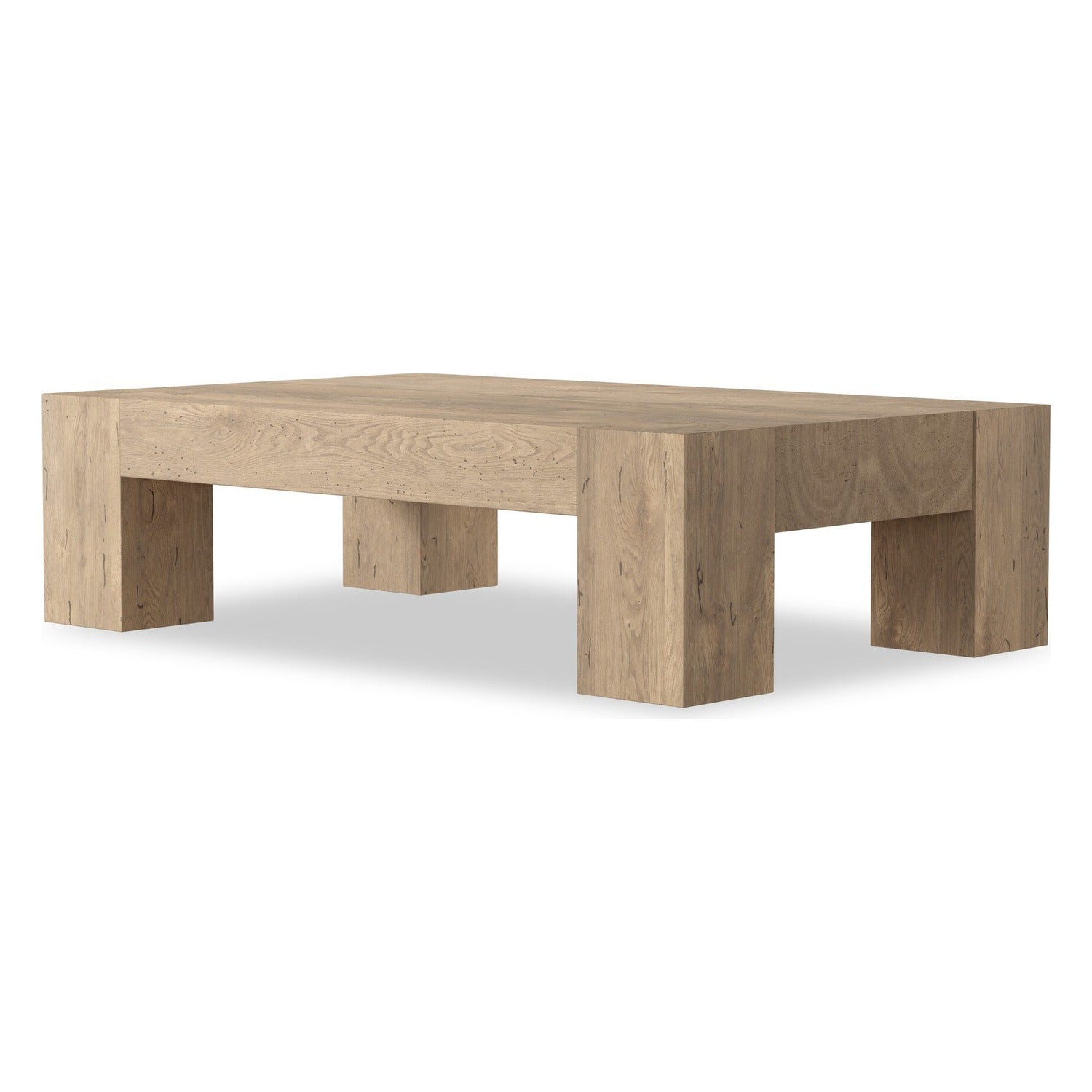 Four Hands Abaso Whitewash Rustic Rectangular Coffee Table