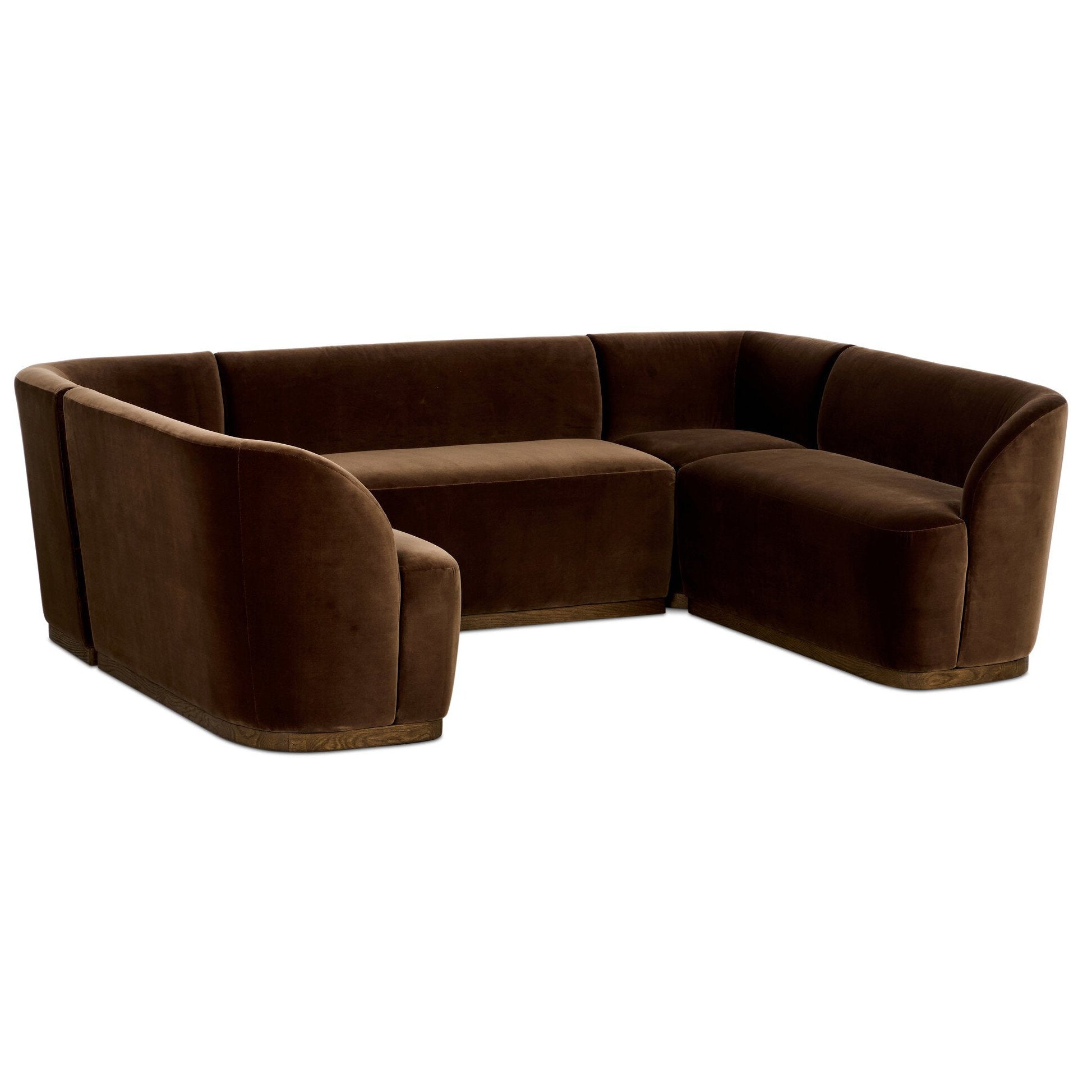 Four Hands Dorset Surrey Mink U-Shape Banquette styled view