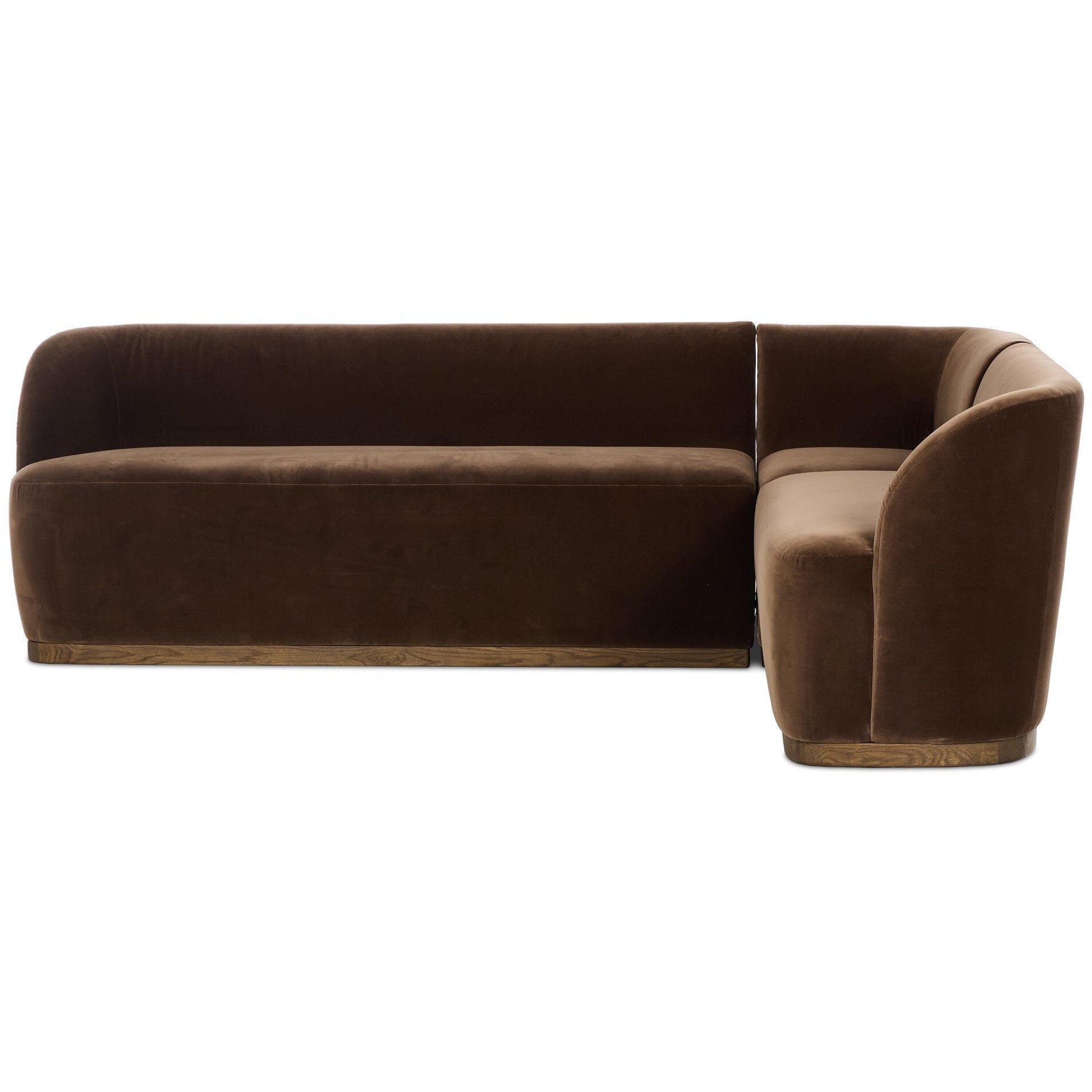 Four Hands Dorset Surrey Mink L-Shape Banquette front view