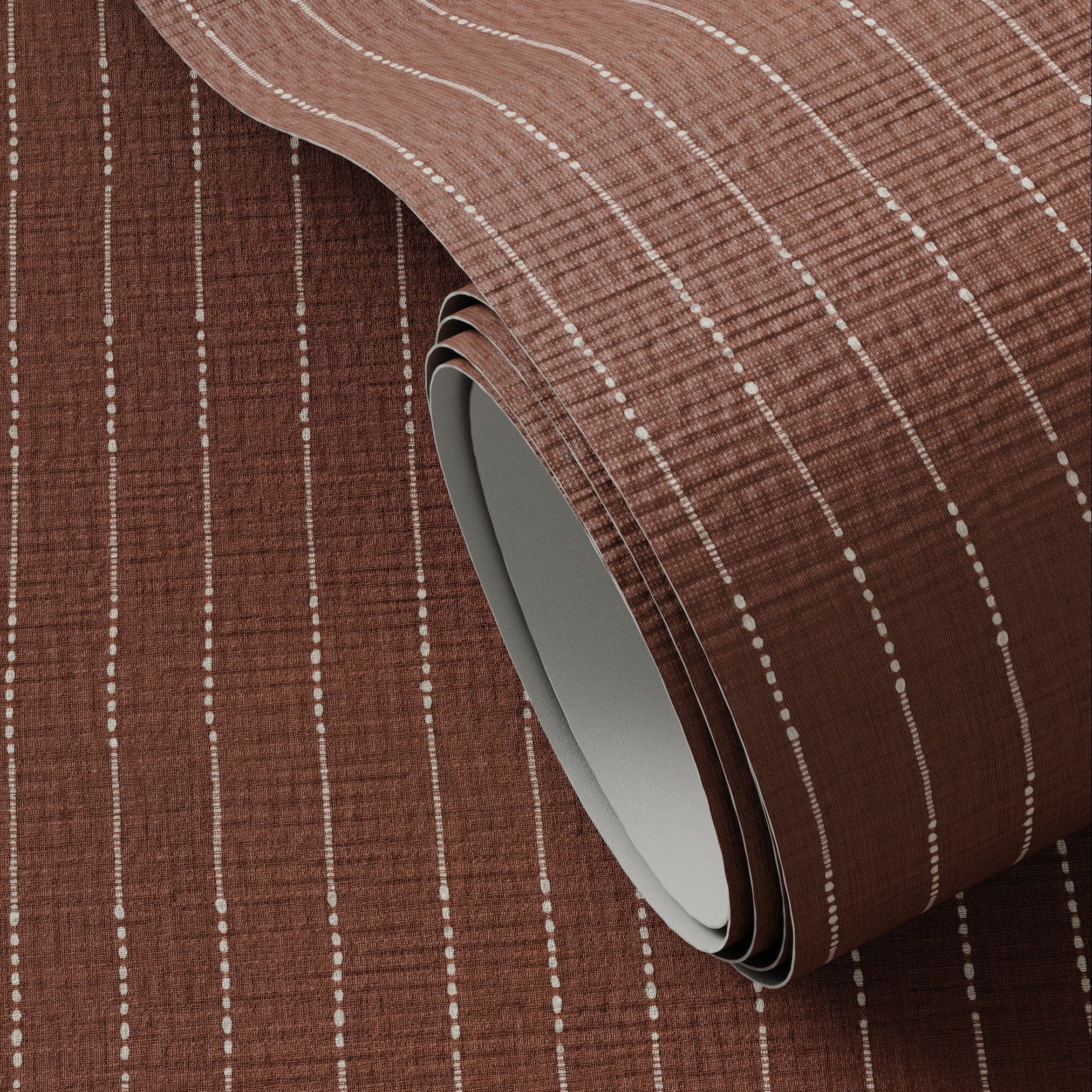 FH Art Studio Dobby Stripe Rust Grasscloth Wallpaper — Dobby Stripe Rust