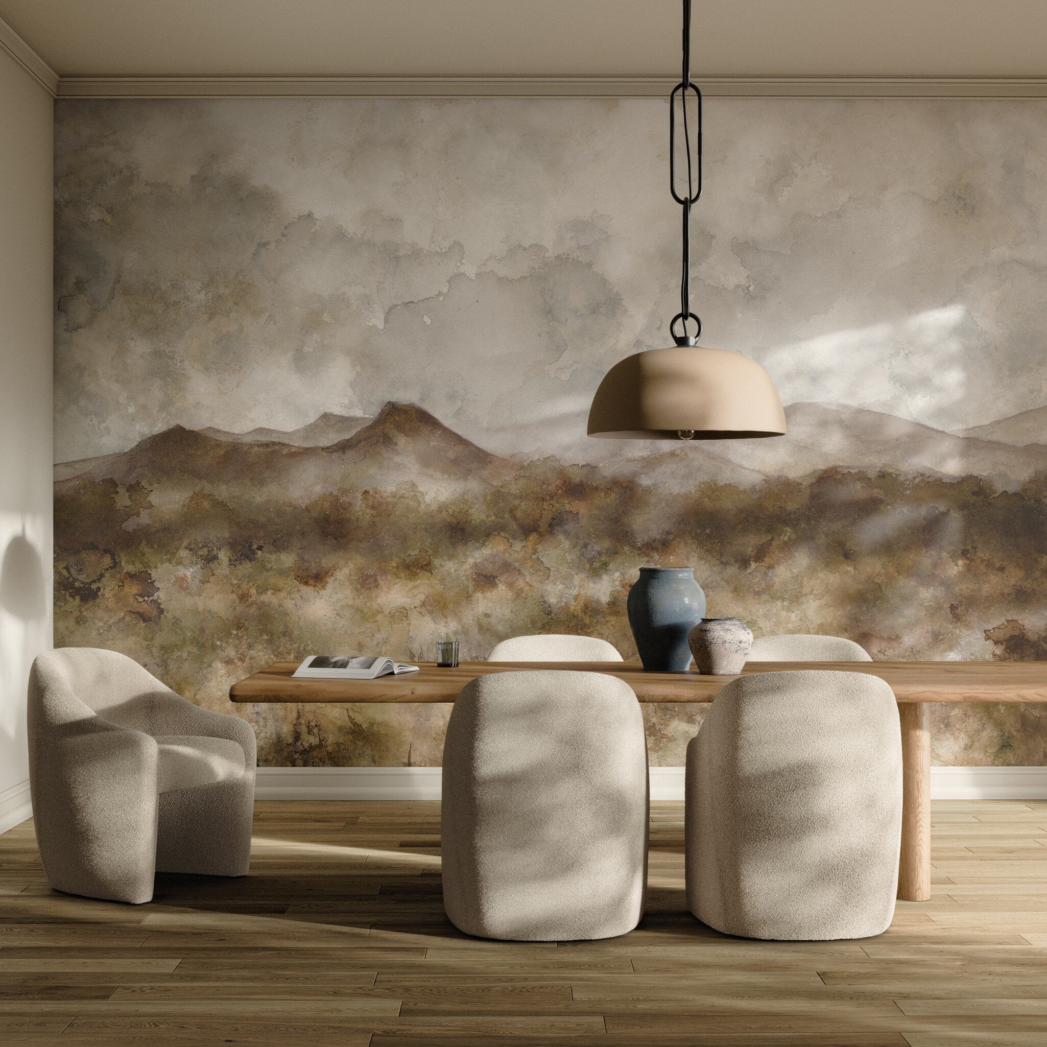 Four Hands x Matera Flumen Terralon Vase de Fleurs Wall Mural styled in a room setting