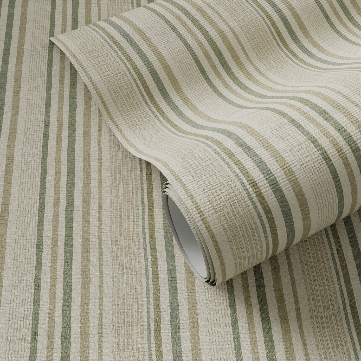 FH Art Studio Stripe Grasscloth Forest Grasscloth Wallpaper - styled view