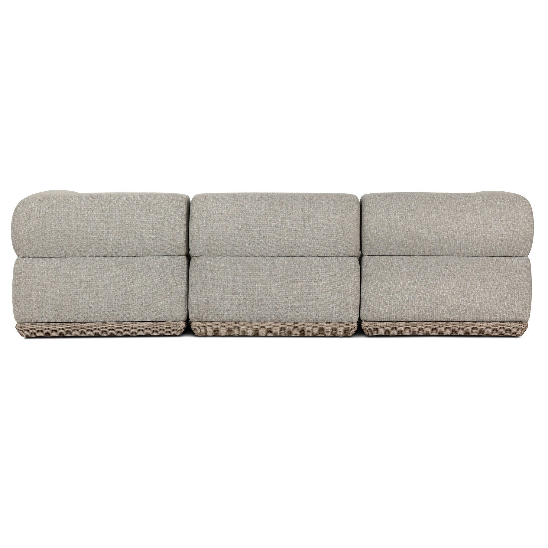 Four Hands Evander Ramiro Ecru 3 Piece Outdoor Sectional Sofa w/Ottoman - back view