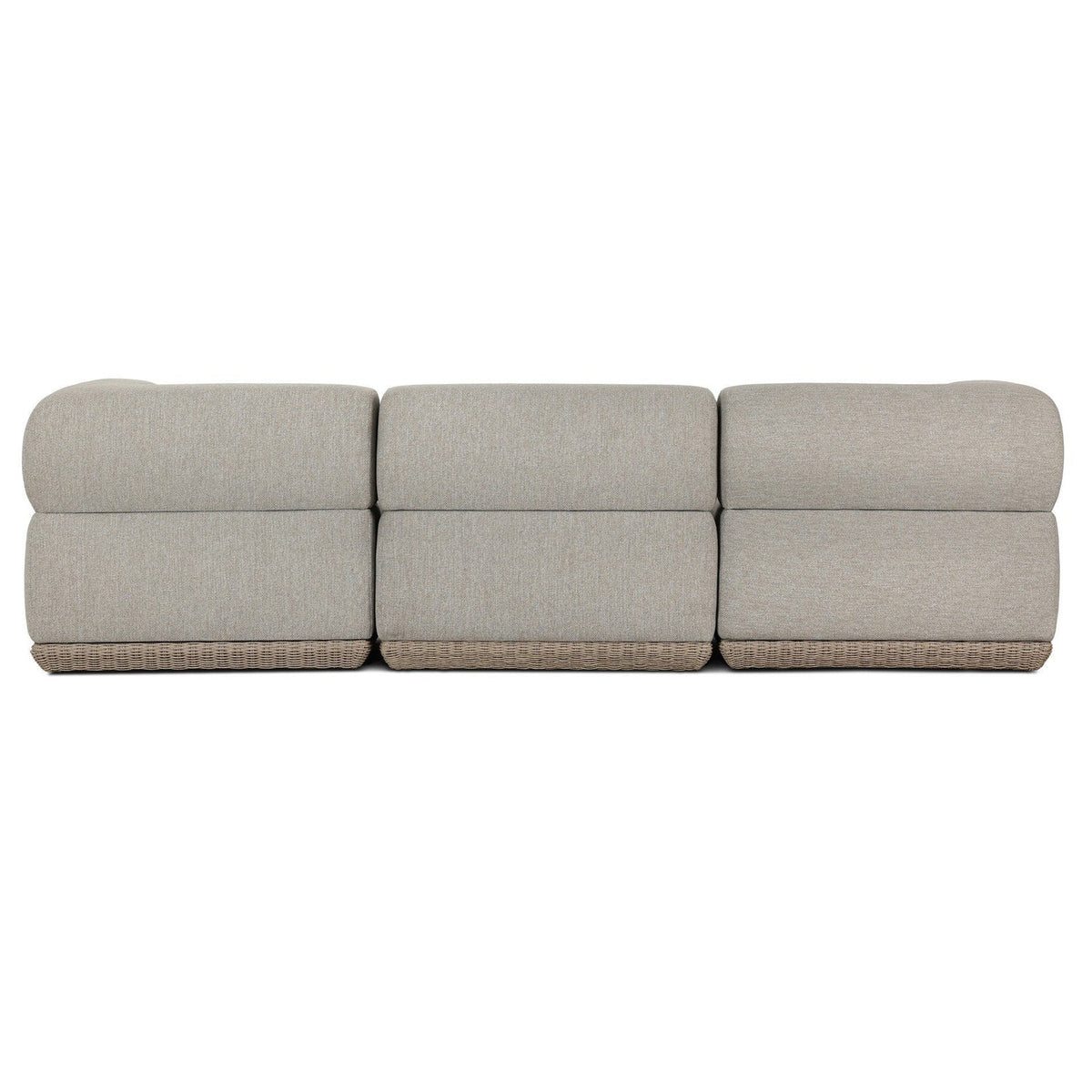 Four Hands Evander Ramiro Ecru 3 Piece Outdoor Sectional Sofa w/Ottoman - back view