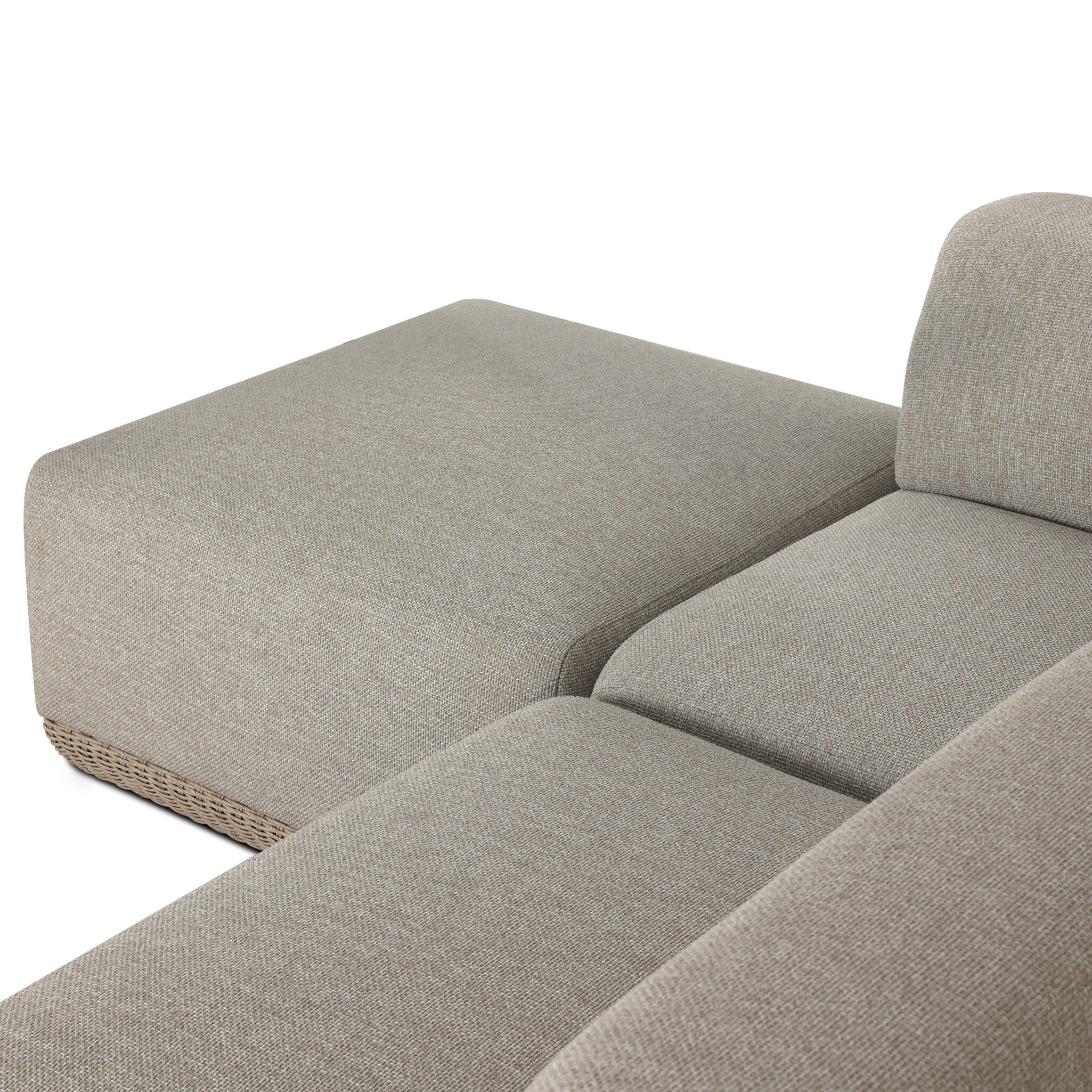 Four Hands Evander Ramiro Ecru 3 Piece Outdoor Sectional Sofa w/Ottoman - detail view 2