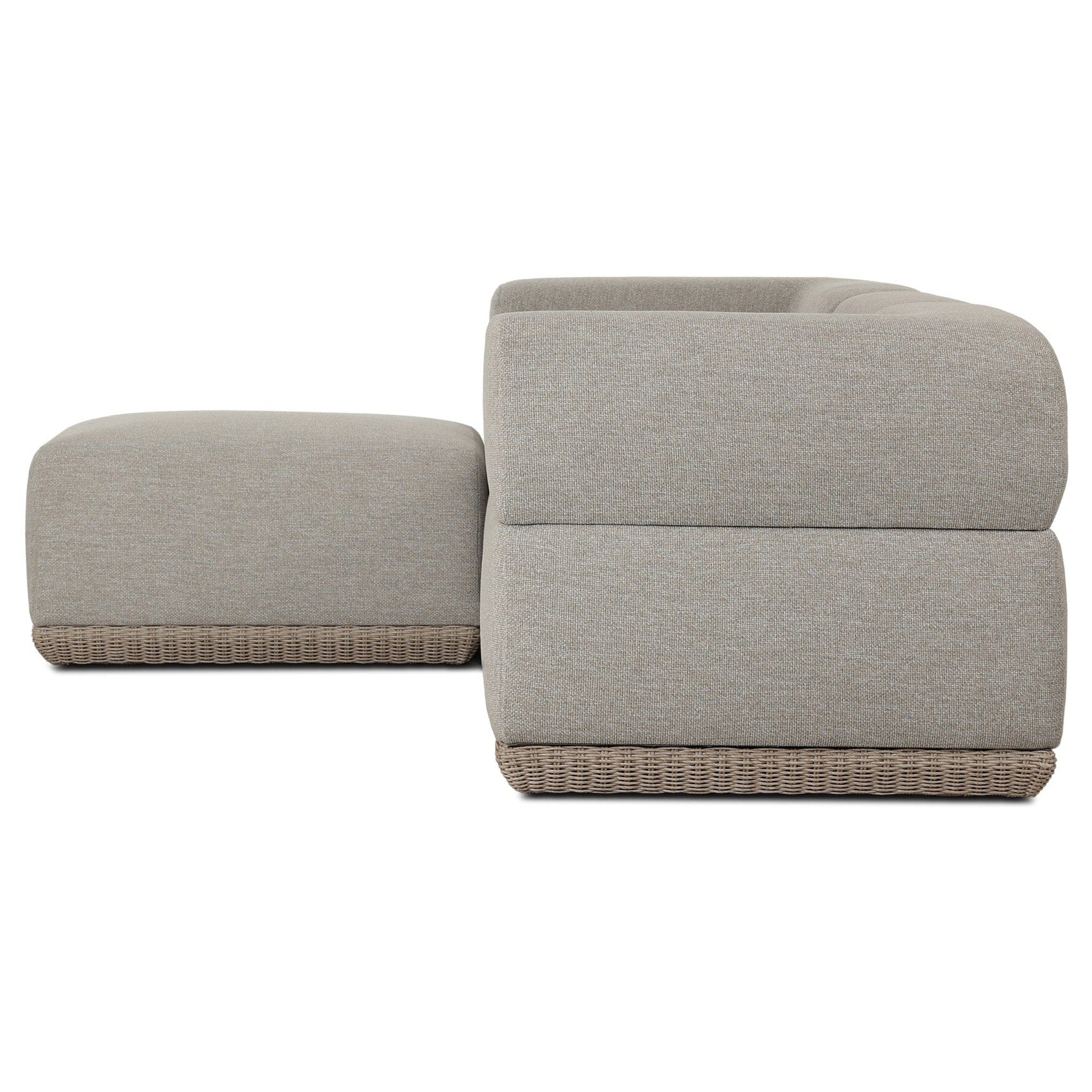 Four Hands Evander Ramiro Ecru 3 Piece Outdoor Sectional Sofa w/Ottoman - side profile