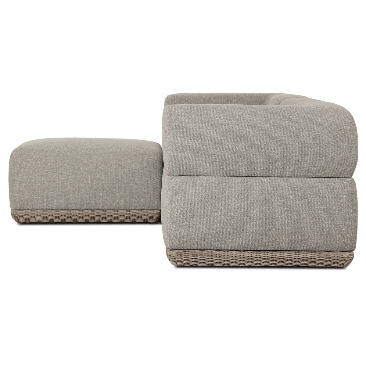 Four Hands Evander Ramiro Ecru 3 Piece Outdoor Sectional Sofa w/Ottoman - side profile