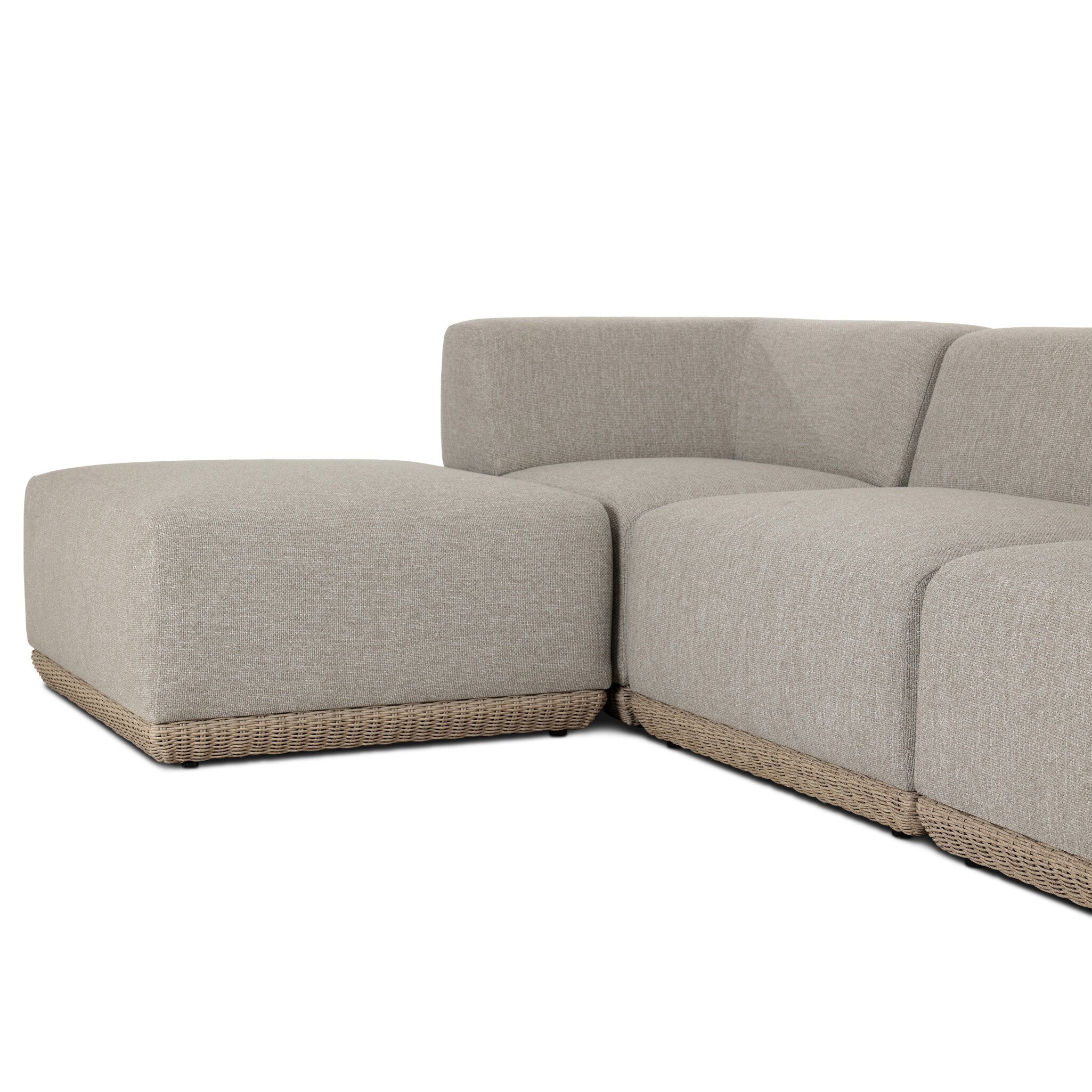 Four Hands Evander Ramiro Ecru 4 Piece Outdoor Sectional Sofa w/Ottoman - detail view 1