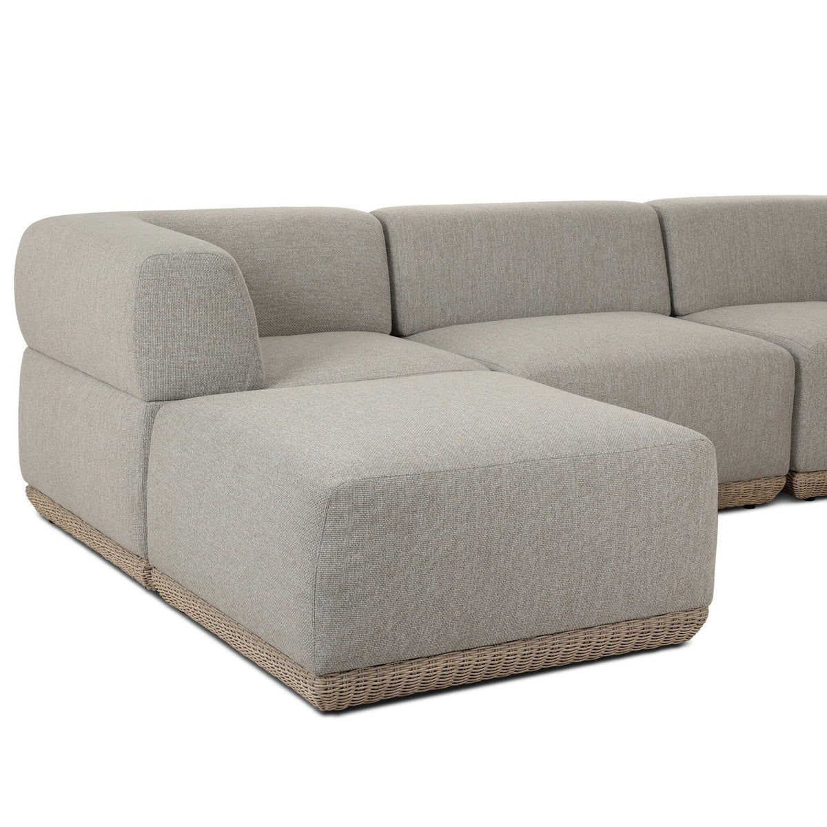 Four Hands Evander Ramiro Ecru 4 Piece Outdoor Sectional Sofa w/Ottoman - detail view 3