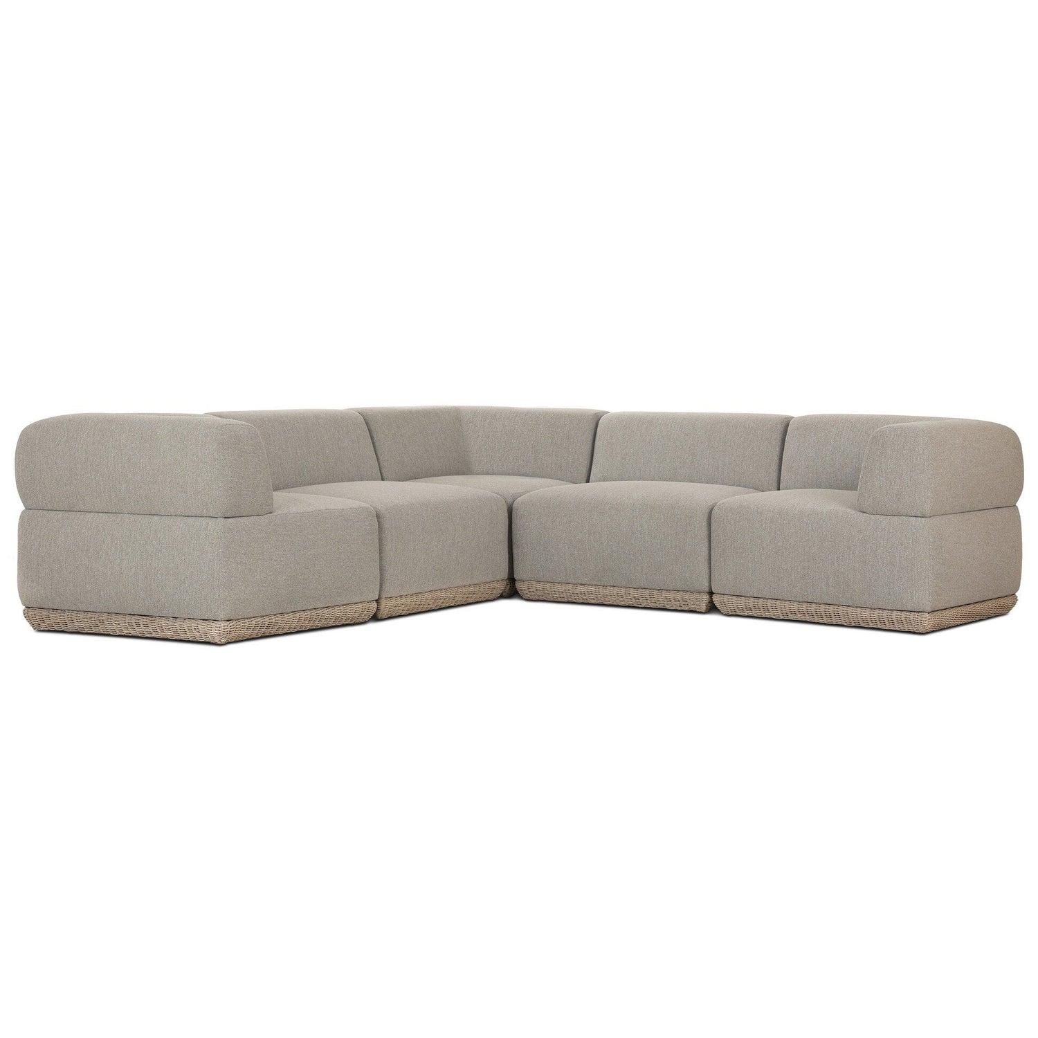 Four Hands Evander Ramiro Ecru 5 Piece Outdoor Sectional Sofa - styled view