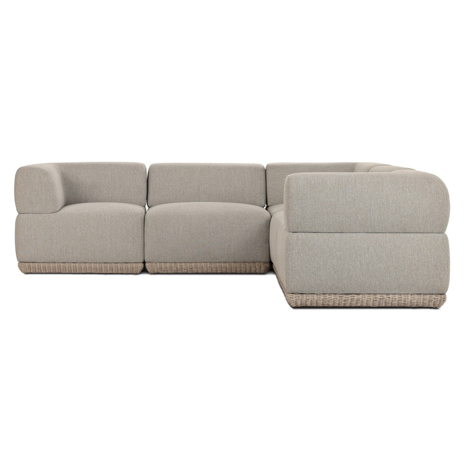 Four Hands Evander Ramiro Ecru 5 Piece Outdoor Sectional Sofa - side profile