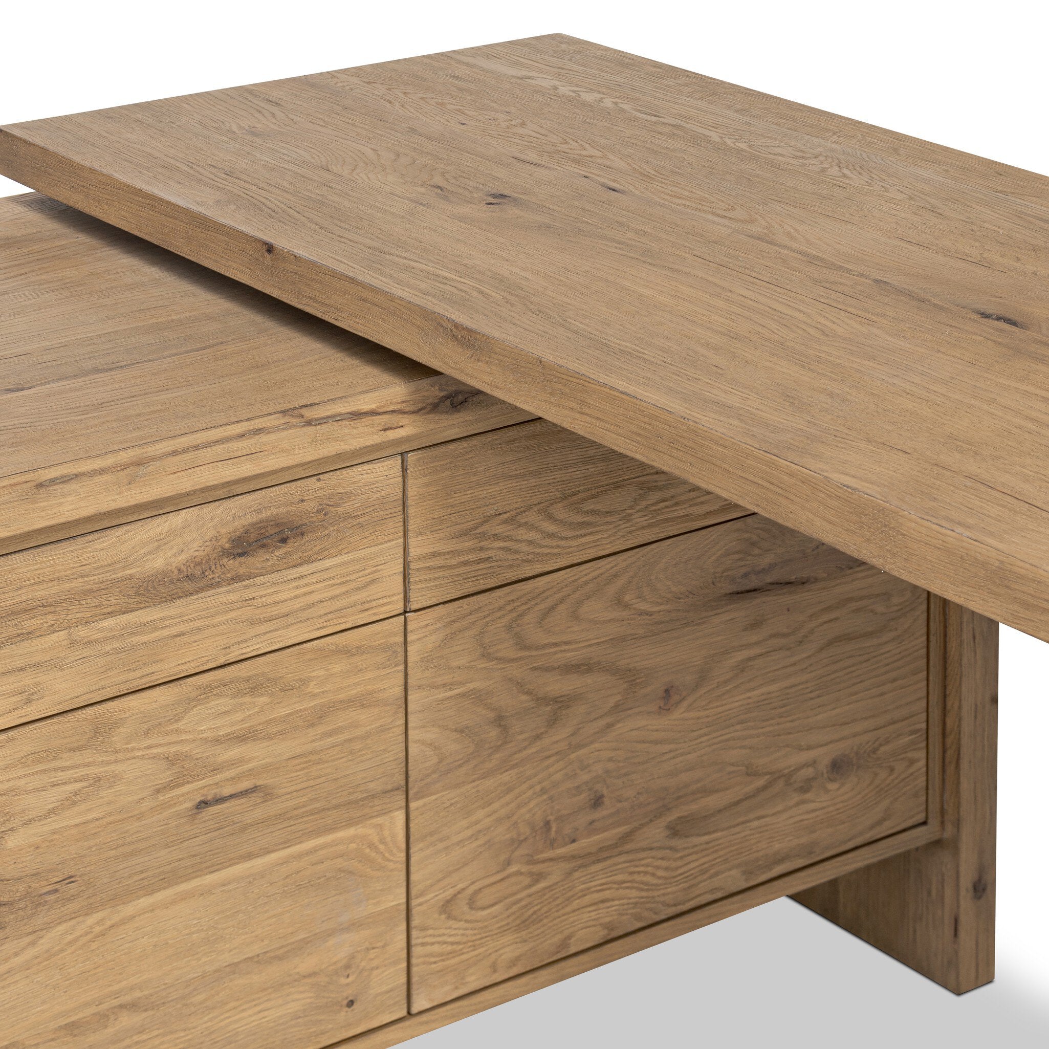 Four Hands Noah Aged Smoked Oak Resawn Rotating Desk - detail view 2