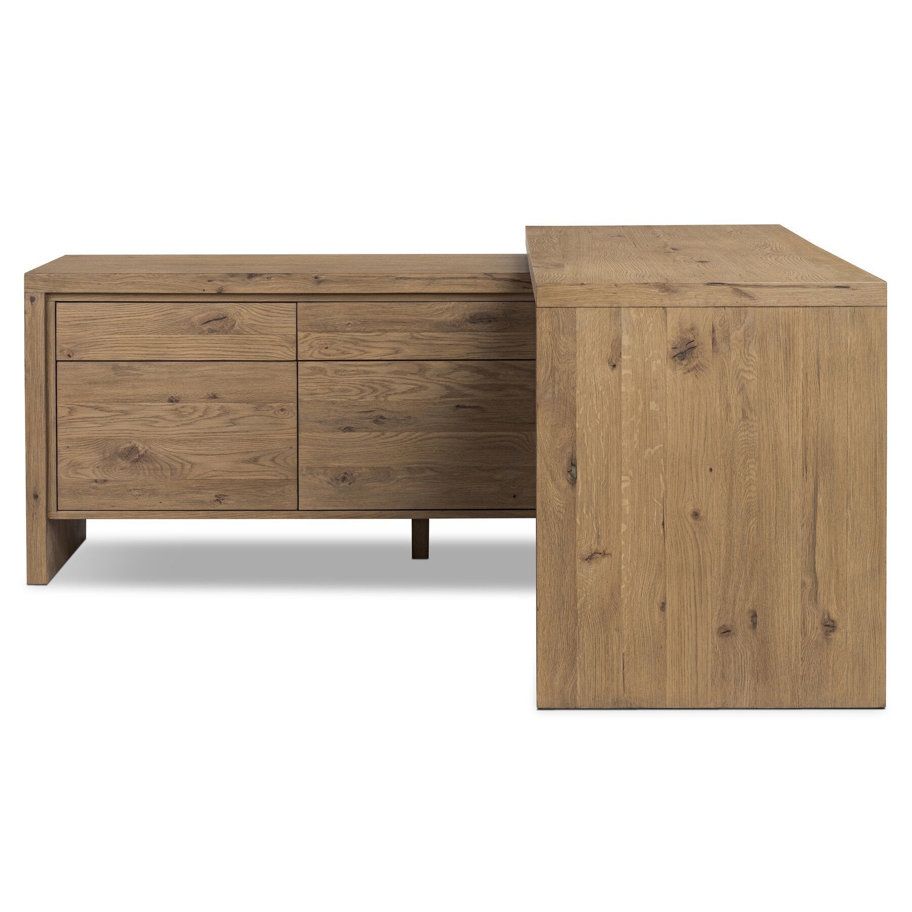 Four Hands Noah Aged Smoked Oak Resawn Rotating Desk - front view