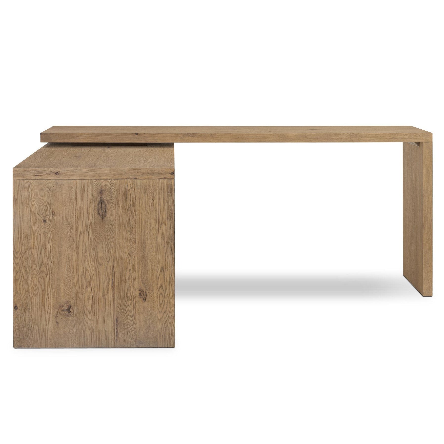 Four Hands Noah Aged Smoked Oak Resawn Rotating Desk - side profile