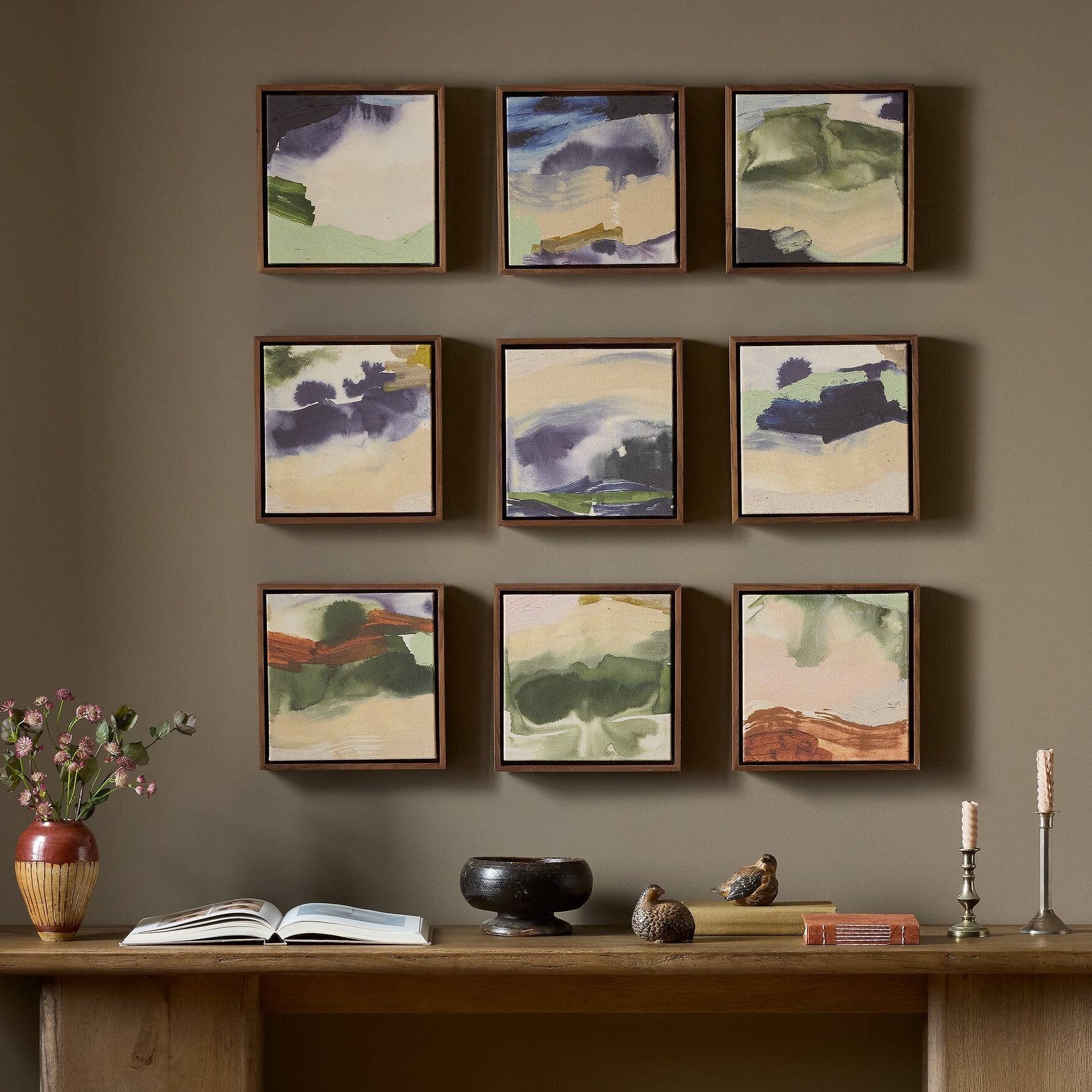 Four Hands x Beth Winterburn Summer Storm Framed Art Set of 9 - styled room setting