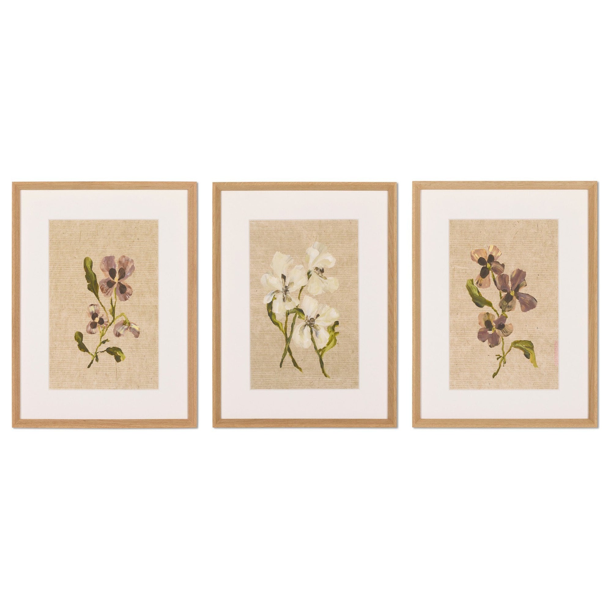 Four Hands x Brittney Schulz Blooms II Triptych Framed Art Set of 3 - styled view