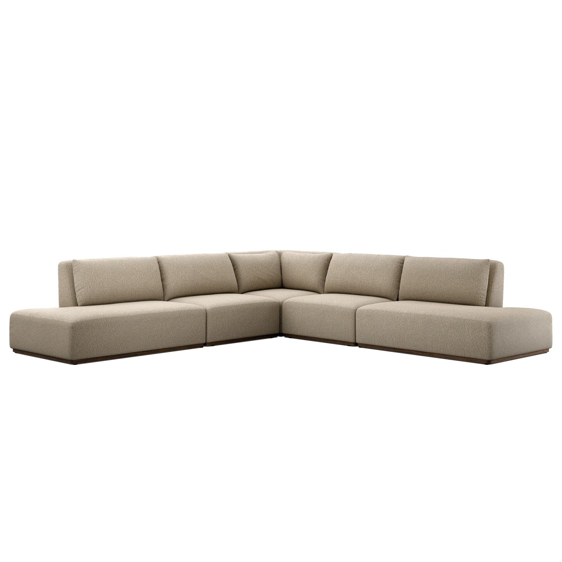 Four Hands Adler Concha Fog 5 Piece Outdoor Sectional Sofa w/Bumper Chaise - styled view