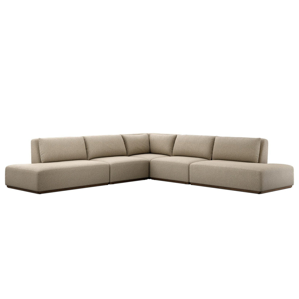 Four Hands Adler Concha Fog 5 Piece Outdoor Sectional Sofa w/Bumper Chaise - styled view