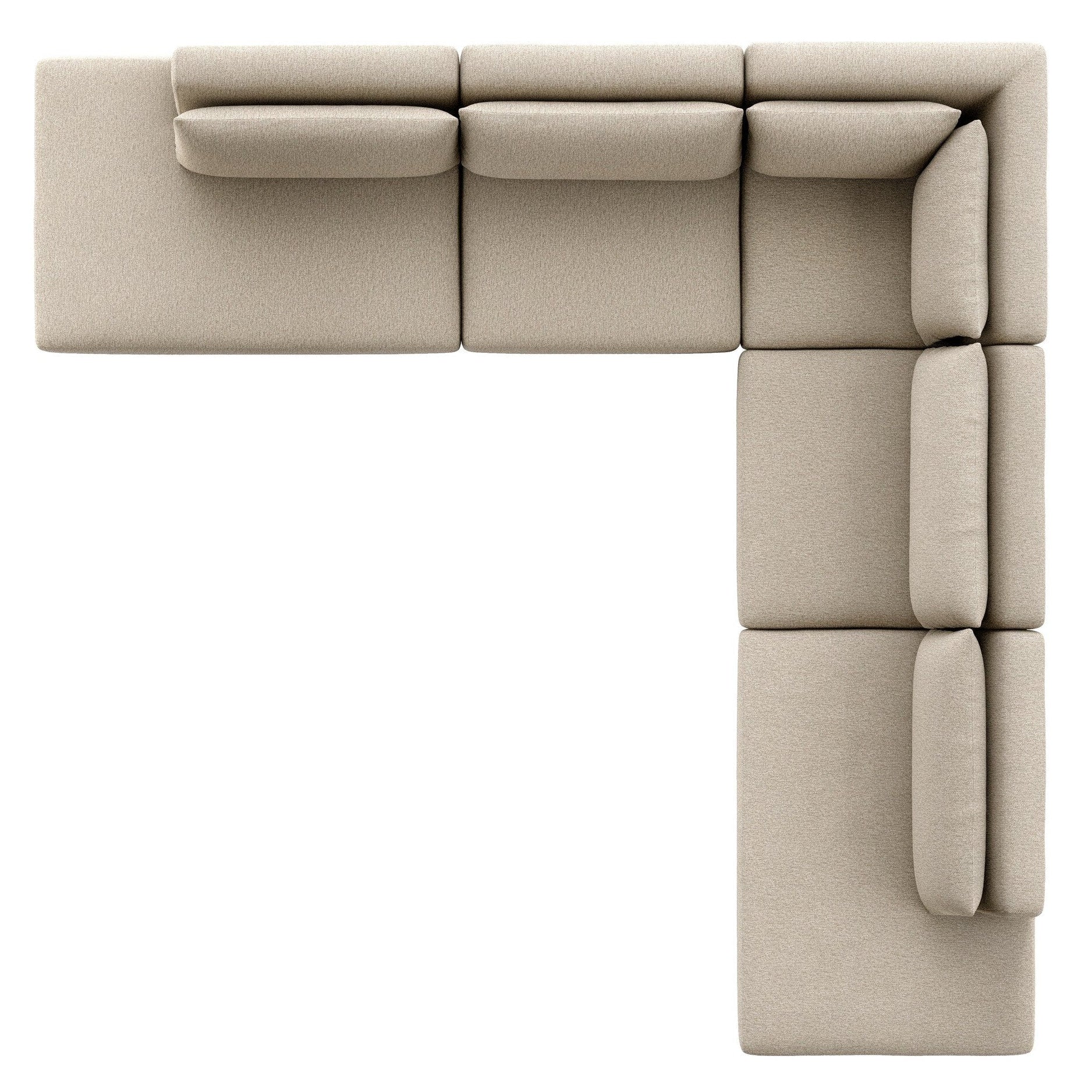 Four Hands Adler Concha Fog 5 Piece Outdoor Sectional Sofa w/Bumper Chaise - top-down view