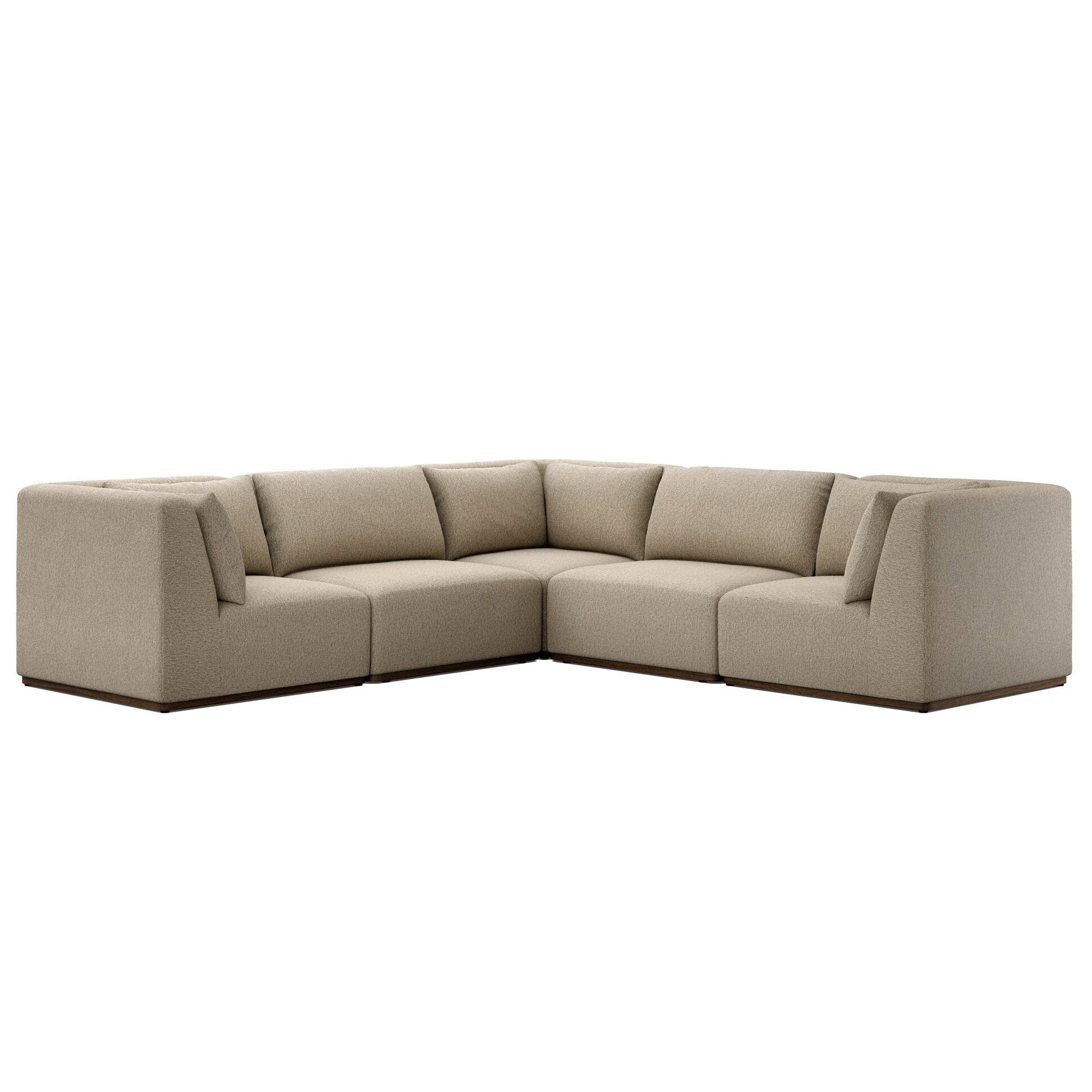 Four Hands Adler Concha Fog 5 Piece Outdoor Sectional Sofa - styled view