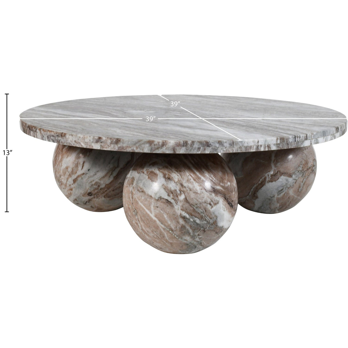 Spherical Brown Genuine Marble Coffee Table (4 Boxes)