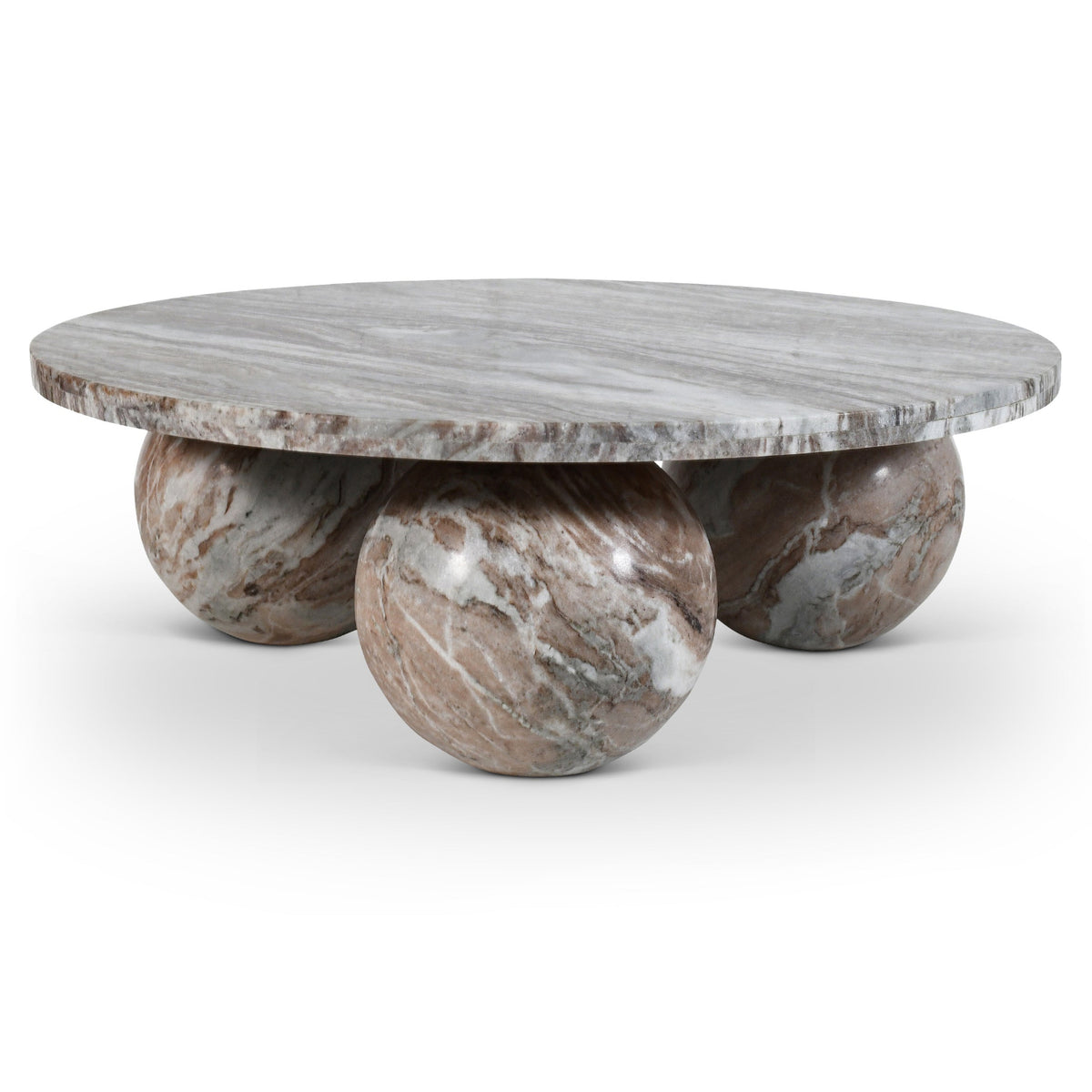 Spherical Brown Genuine Marble Coffee Table in Toronto brown marble, primary product view