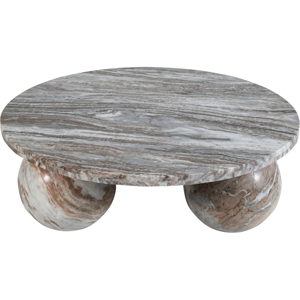 Spherical Brown Genuine Marble Coffee Table (4 Boxes)