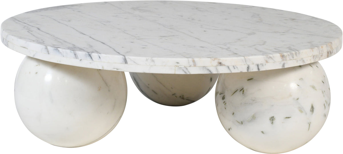 Spherical White Genuine Marble Coffee Table (4 Boxes)