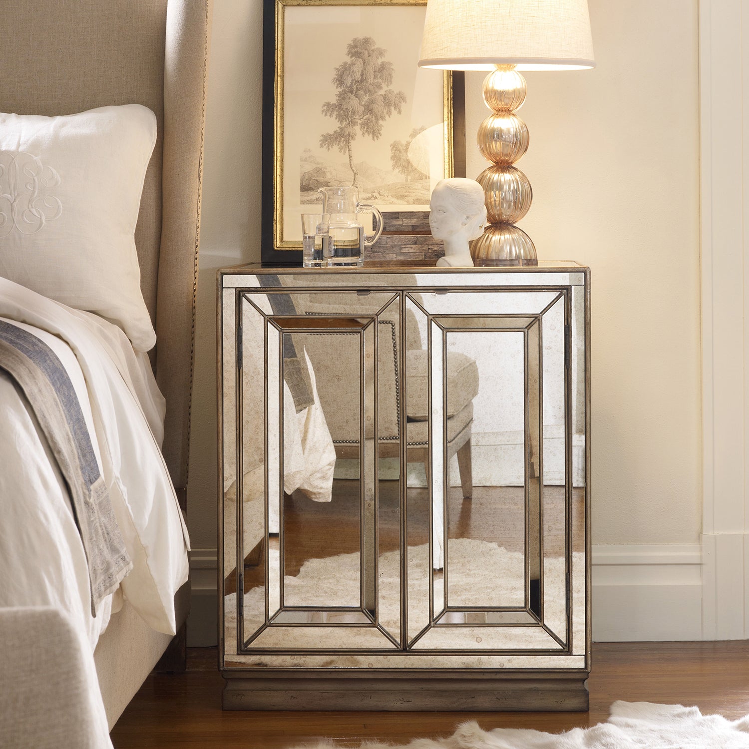 Hooker Furniture Sanctuary Two-Door Mirrored Nightstand