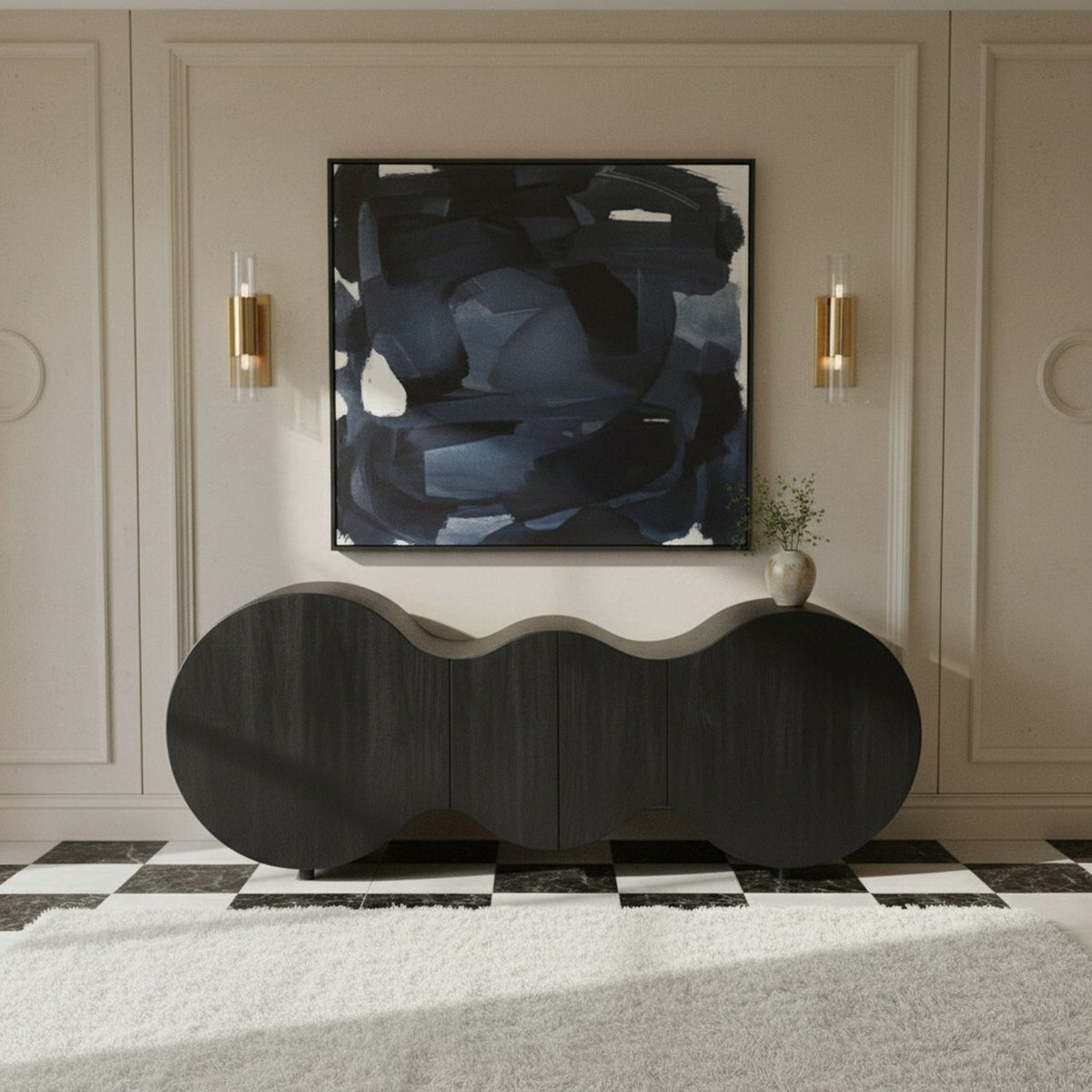 Sono Black Burl Wood Sideboard Buffet