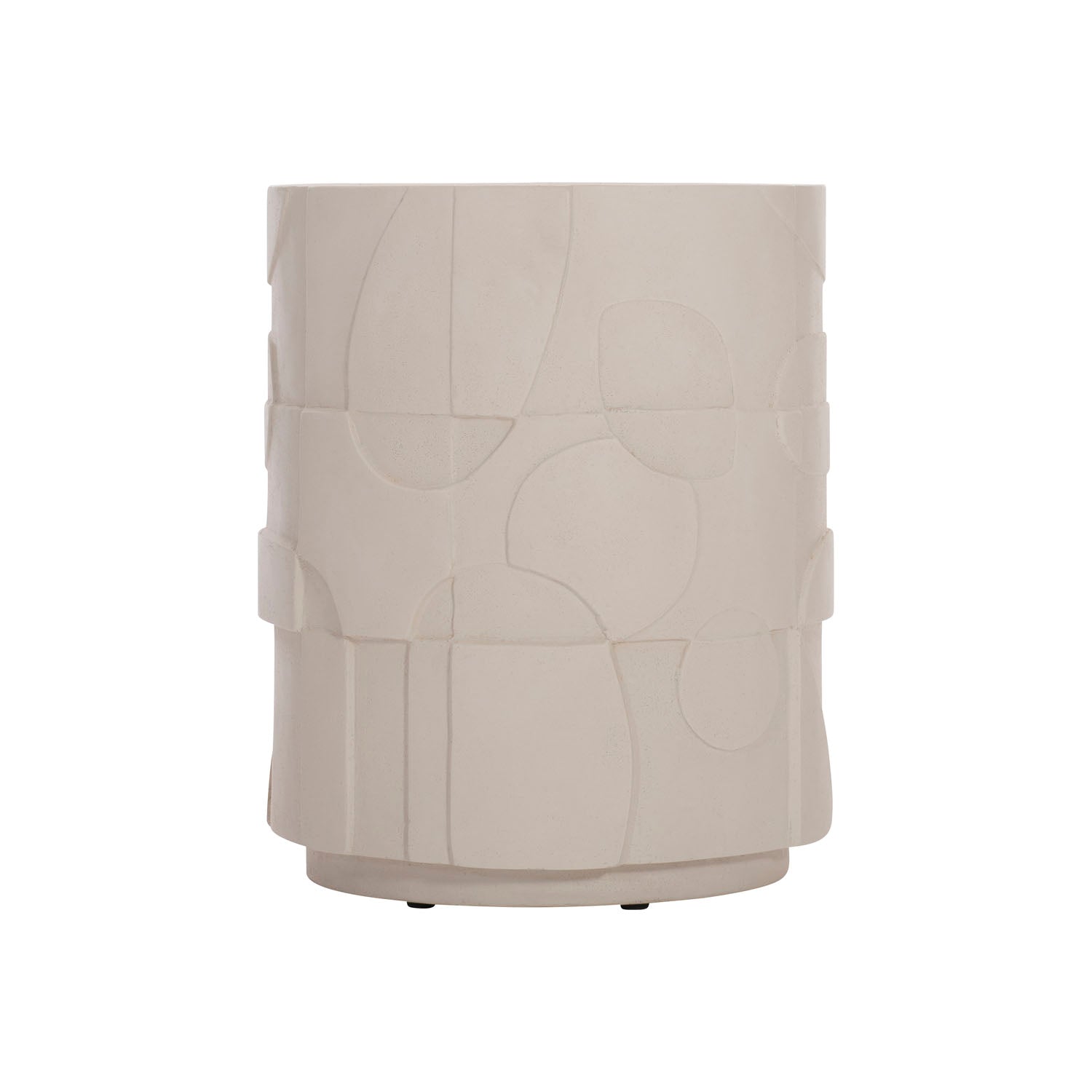 Bernhardt Interiors Zina Accent Table in Stonecast finish, side profile.