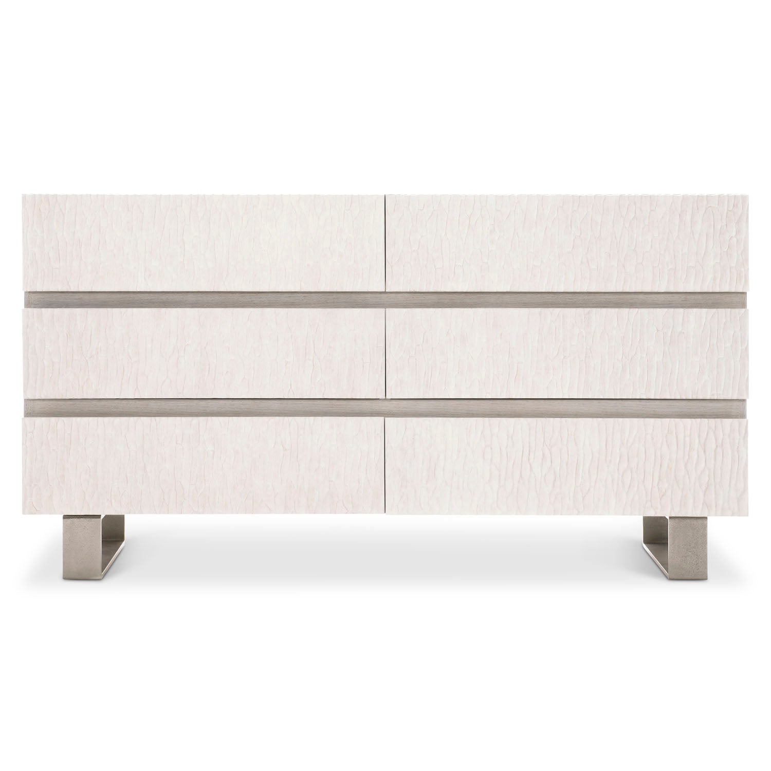Bernhardt Solaria 6 Drawer Dresser in Weathered Bone finish, styled in a room setting