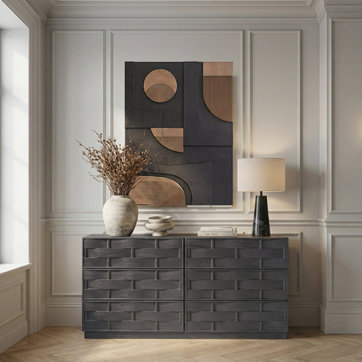 Weave Black Oak Veneer Dresser