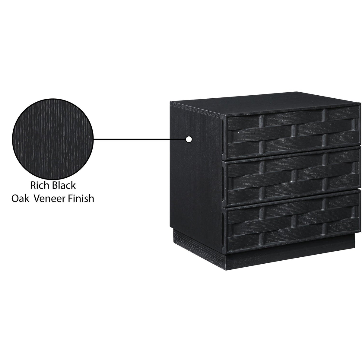 Weave 24in Black Oak Veneer Nightstand Set of 2